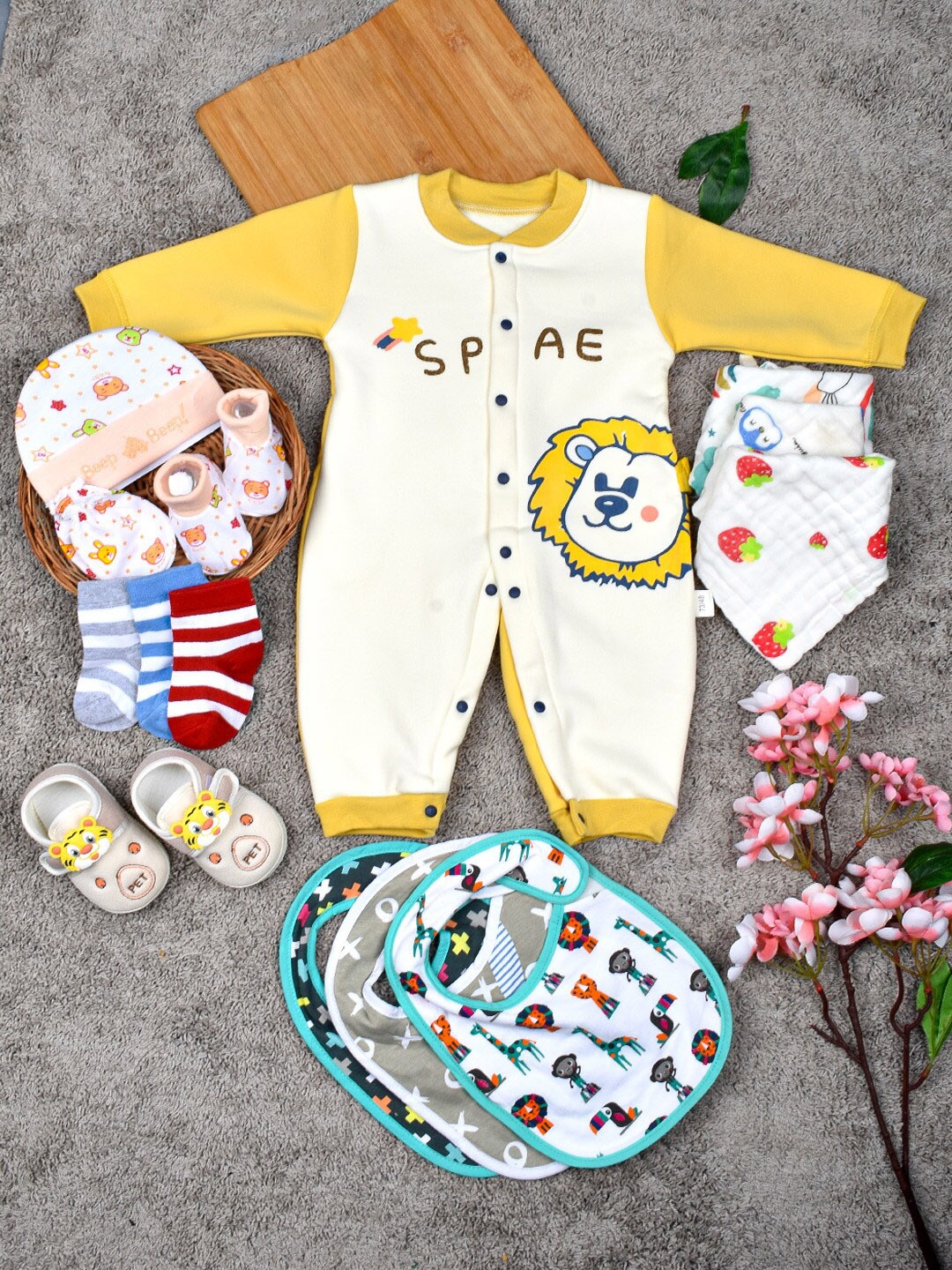 

Moms Home Infants Cotton Apparel Gift Set - 14 Items, Cream
