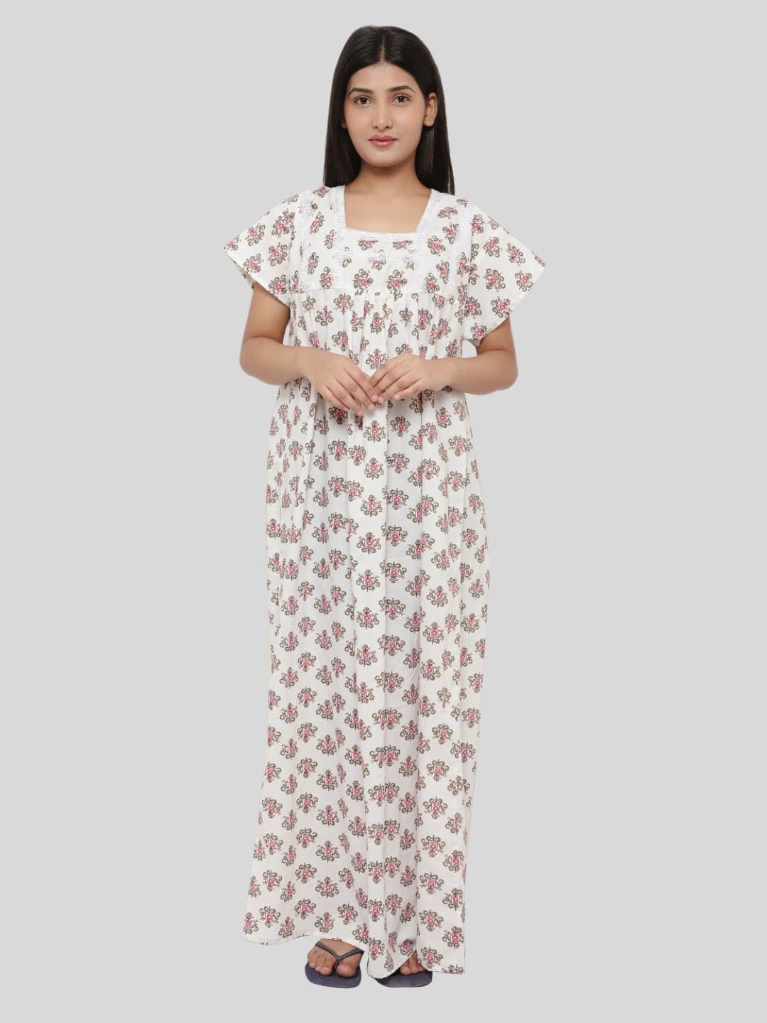 

PALIVAL Printed Pure Cotton Maxi Nightdress, White