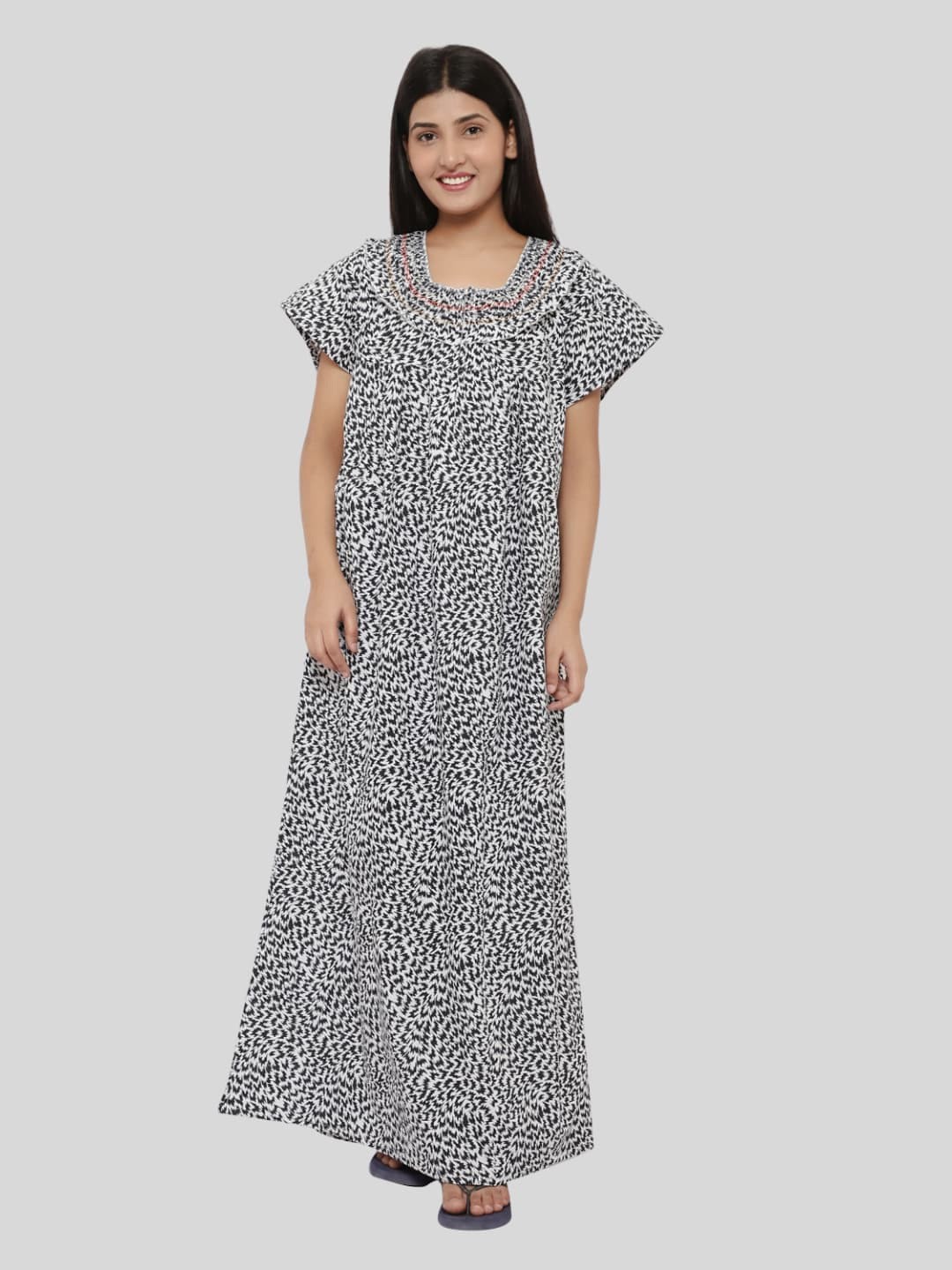 

PALIVAL Printed Pure Cotton Maxi Nightdress, Black