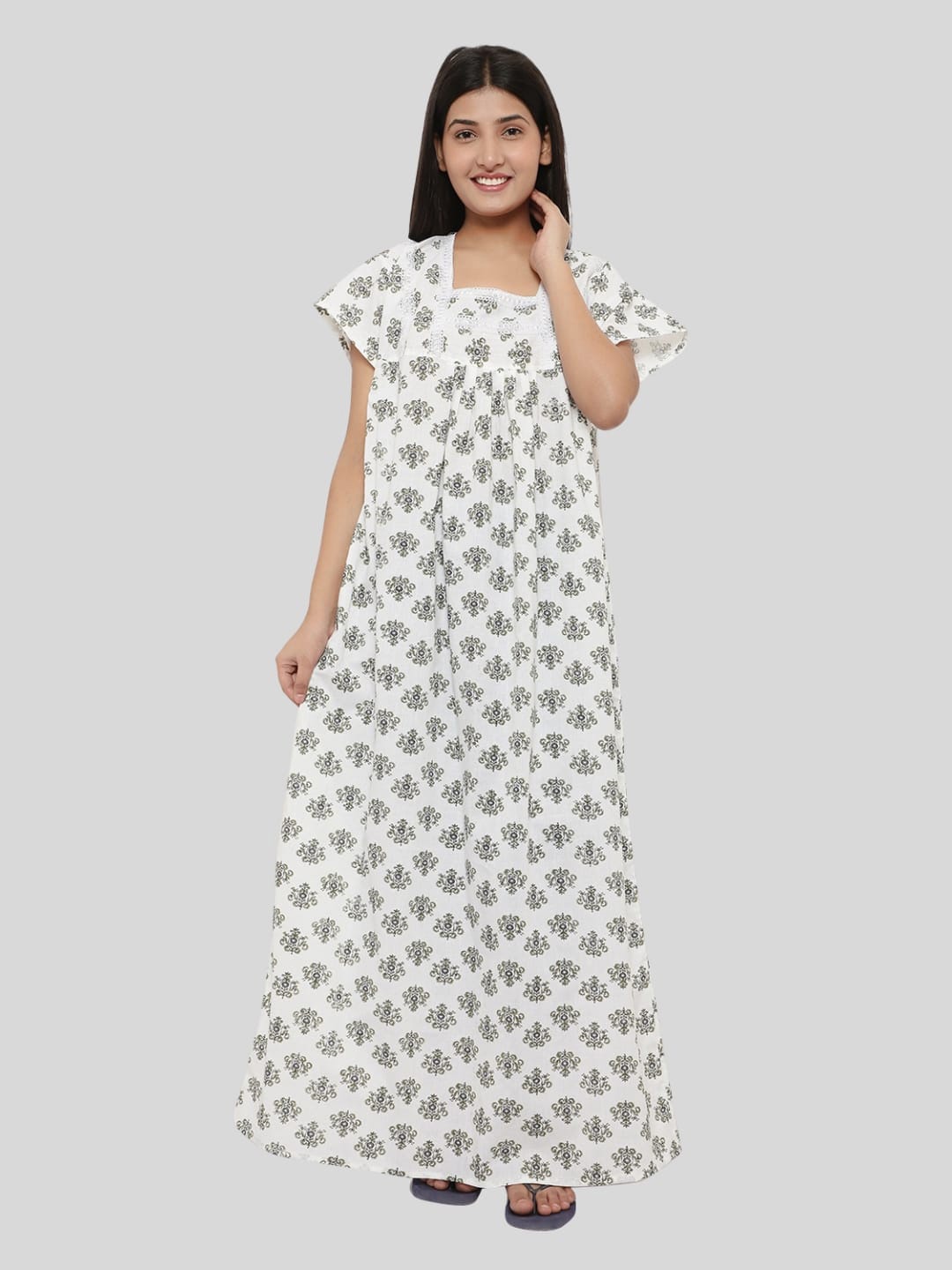 

PALIVAL Printed Pure Cotton Maxi Nightdress, White