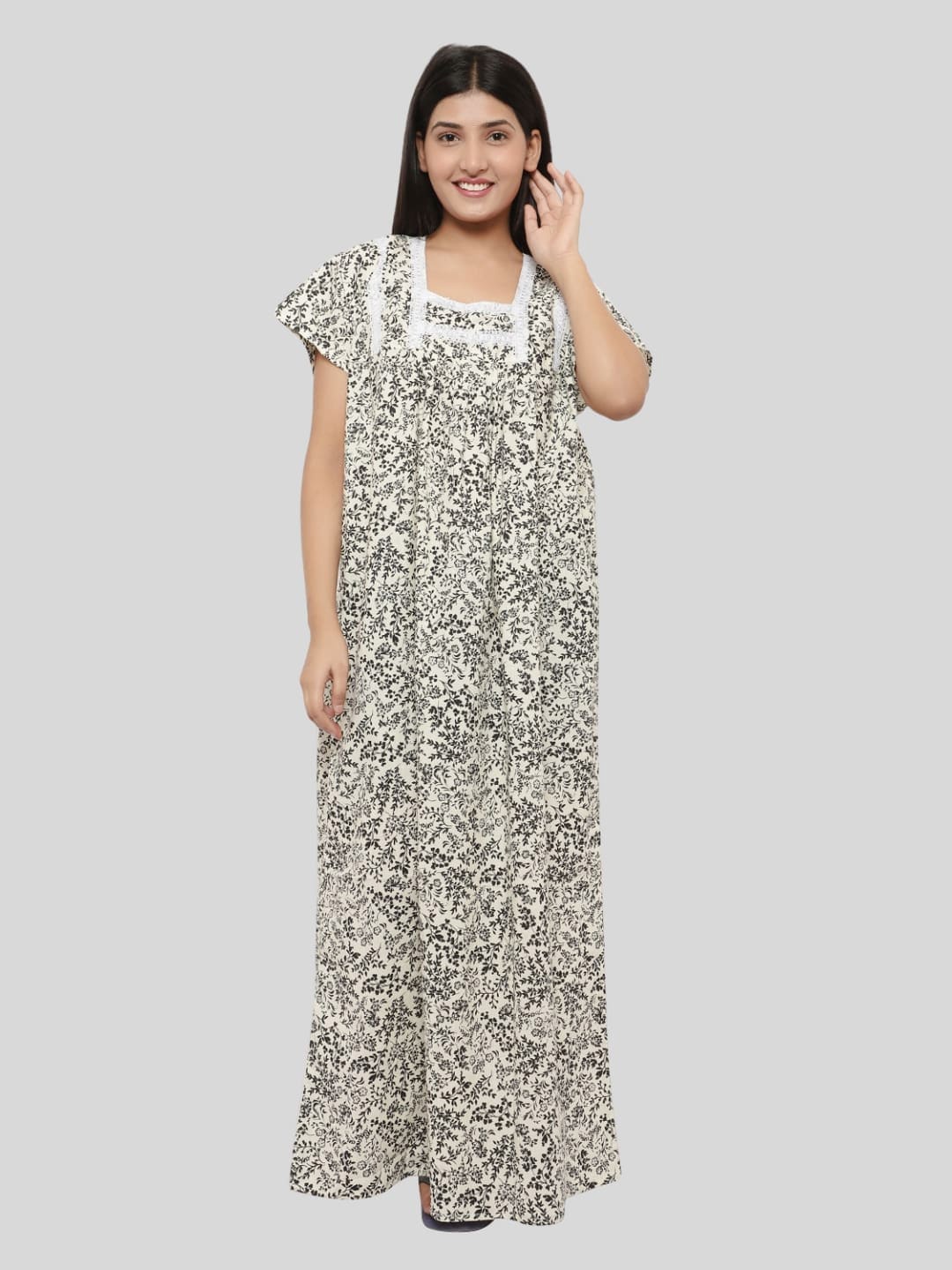 

PALIVAL Printed Pure Cotton Maxi Nightdress, Off white