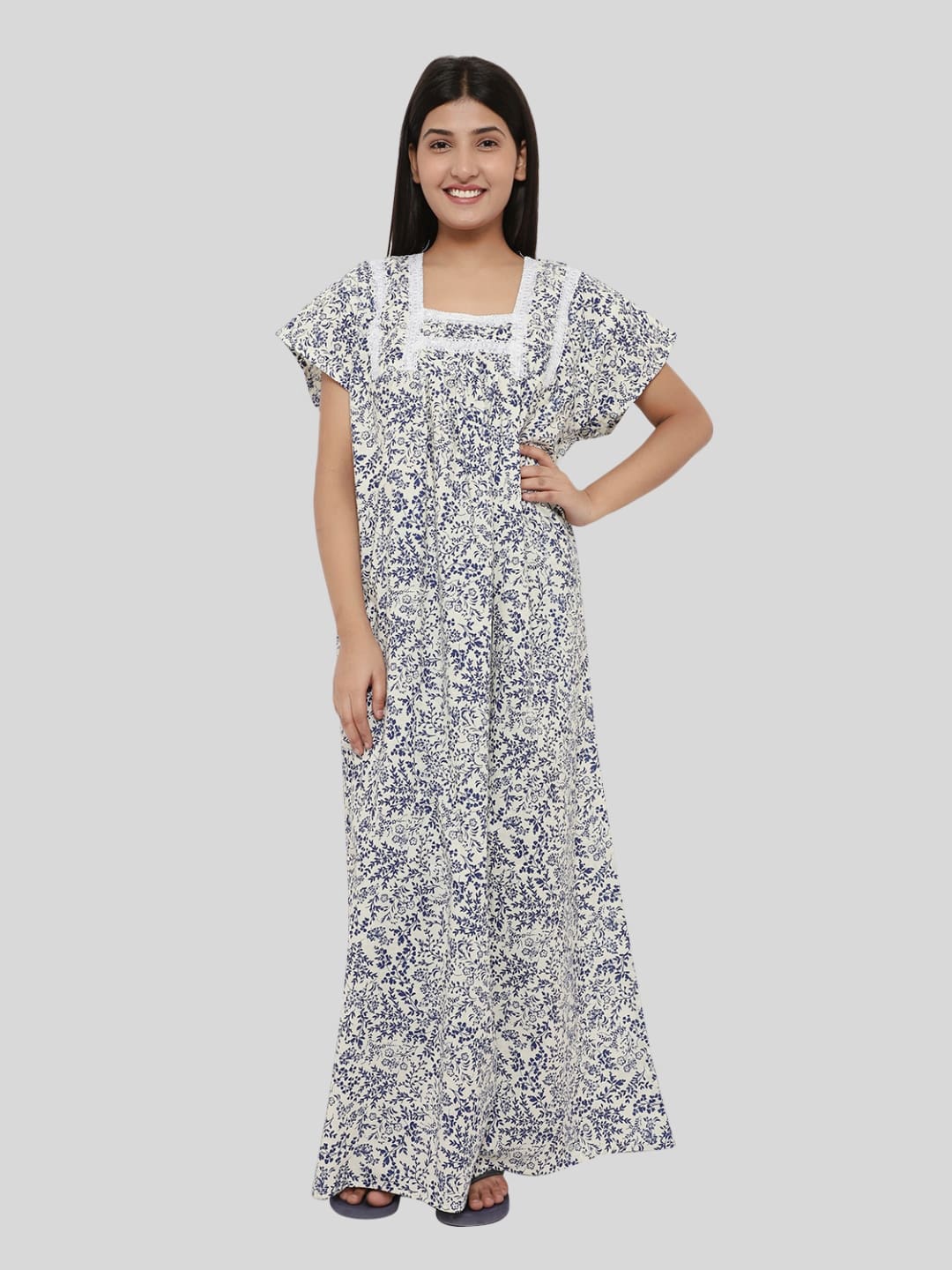 

PALIVAL Printed Pure Cotton Maxi Nightdress, Blue