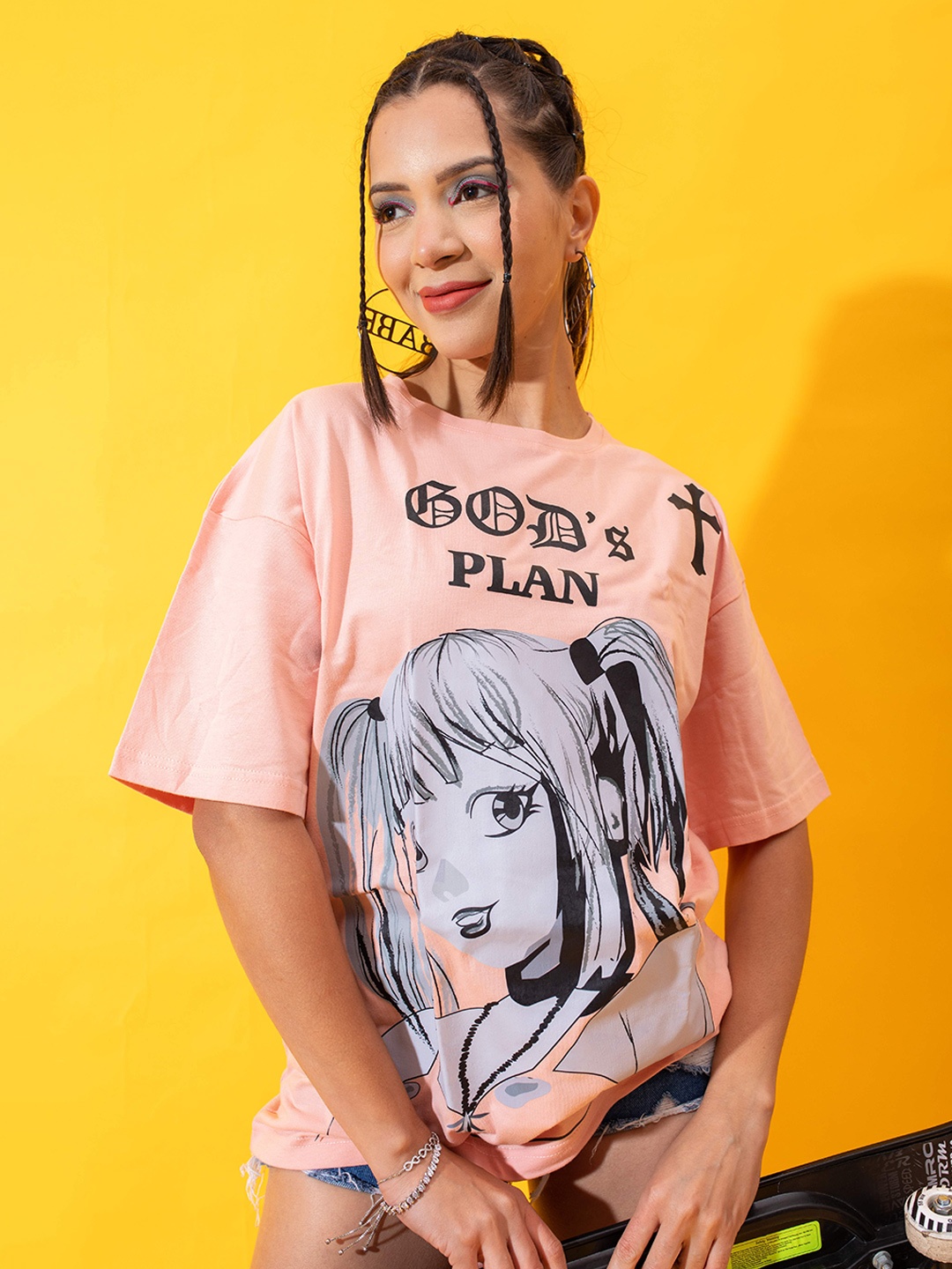 

Stylecast X Hersheinbox Graphic Printed Pure cotton T-shirt, Peach