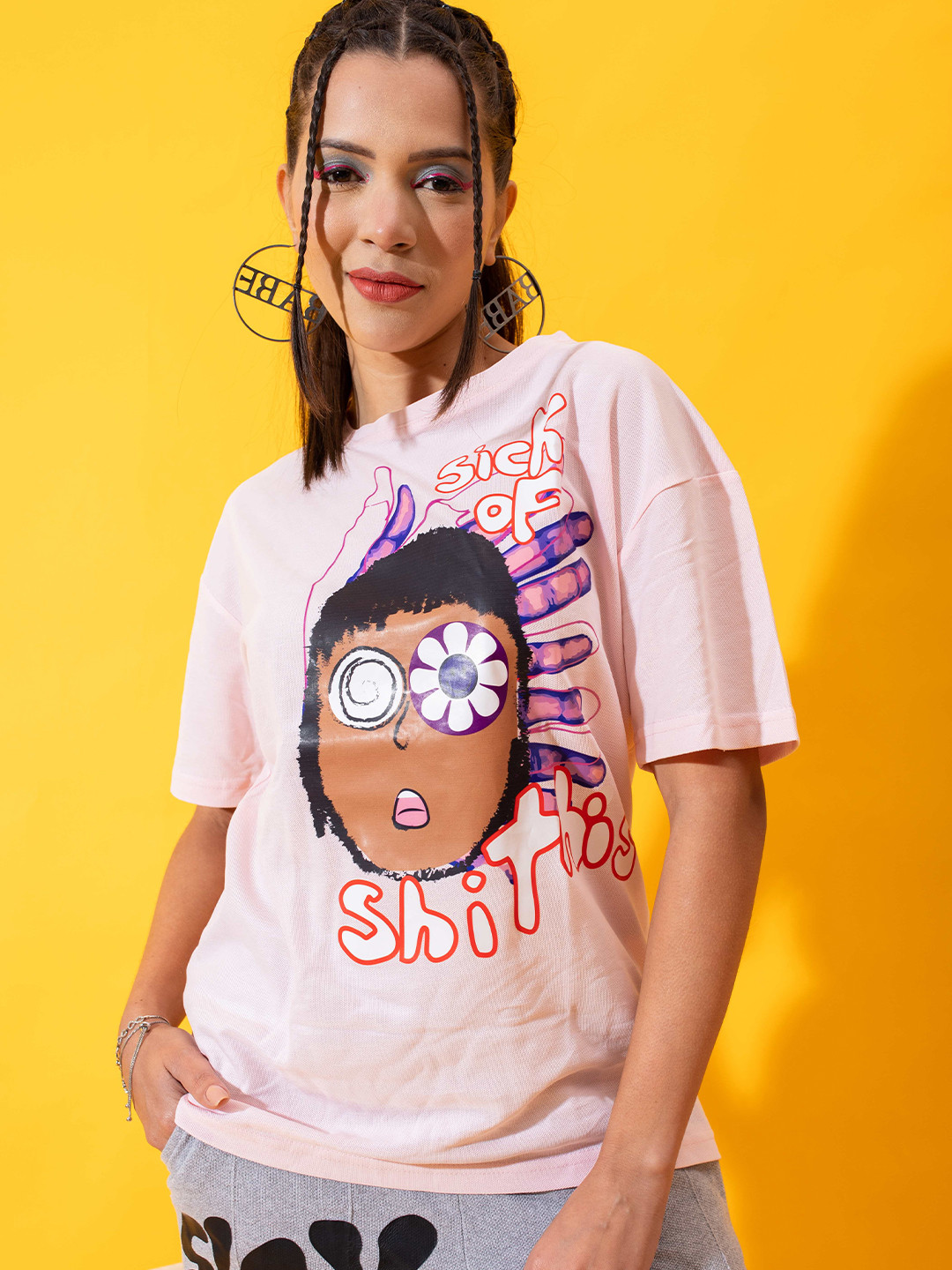 

Stylecast X Hersheinbox Women Graphic Printed Short Sleeve Pure Cotton T-shirt, Pink
