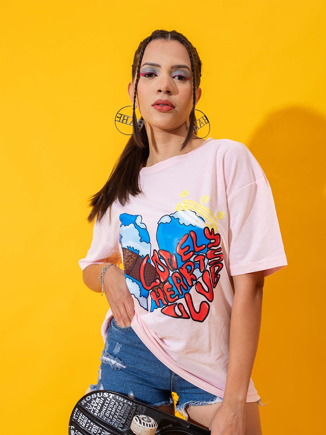 

Stylecast X Hersheinbox Women Graphic Printed Round Neck Pure cT-shirt, Pink