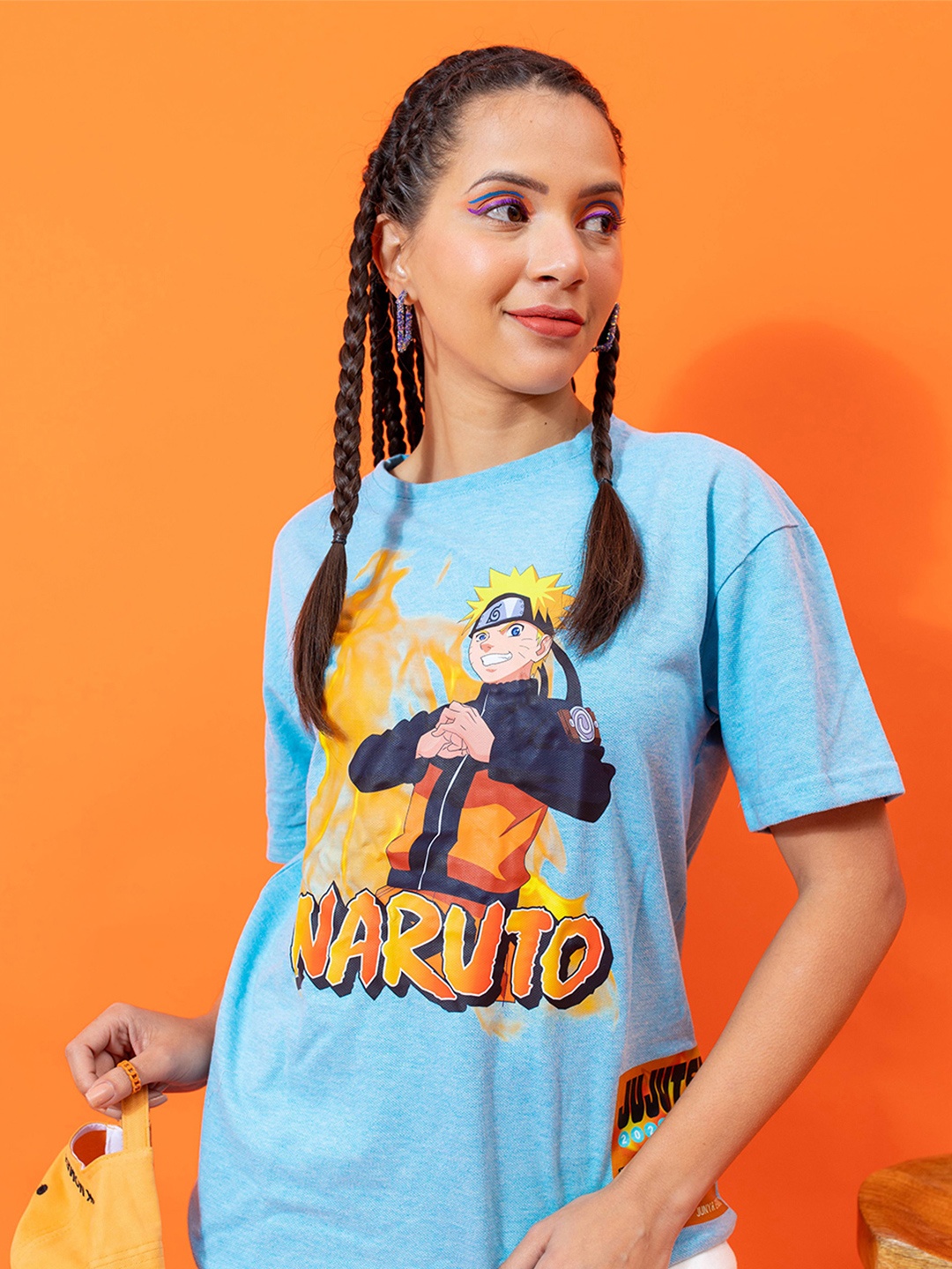 

Stylecast X Hersheinbox Women Naruto Printed Round Neck Pure Cotton T-shirt, Blue