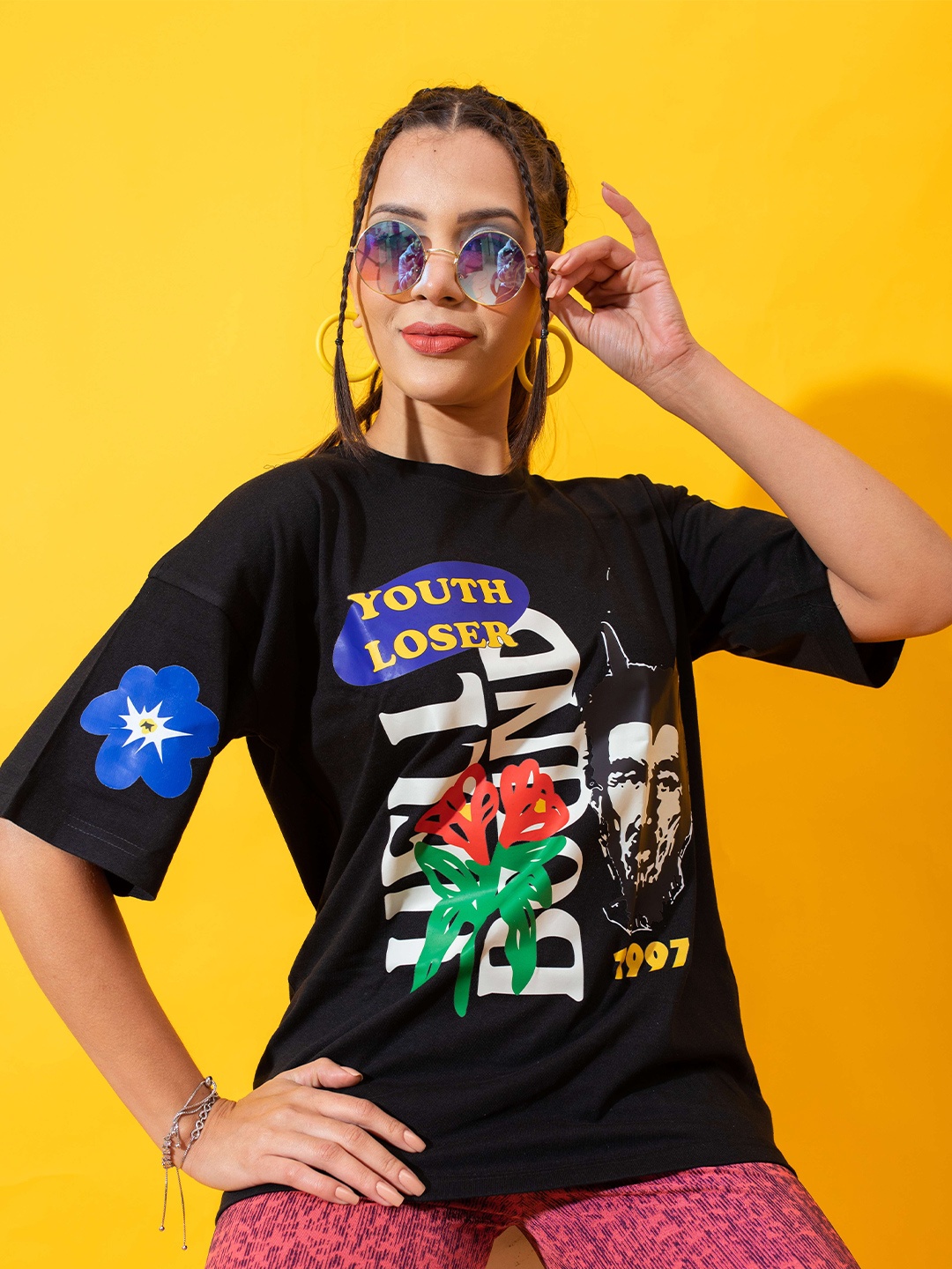 

Stylecast X Hersheinbox Printed Pure Cotton Boxy T-shirt, Black