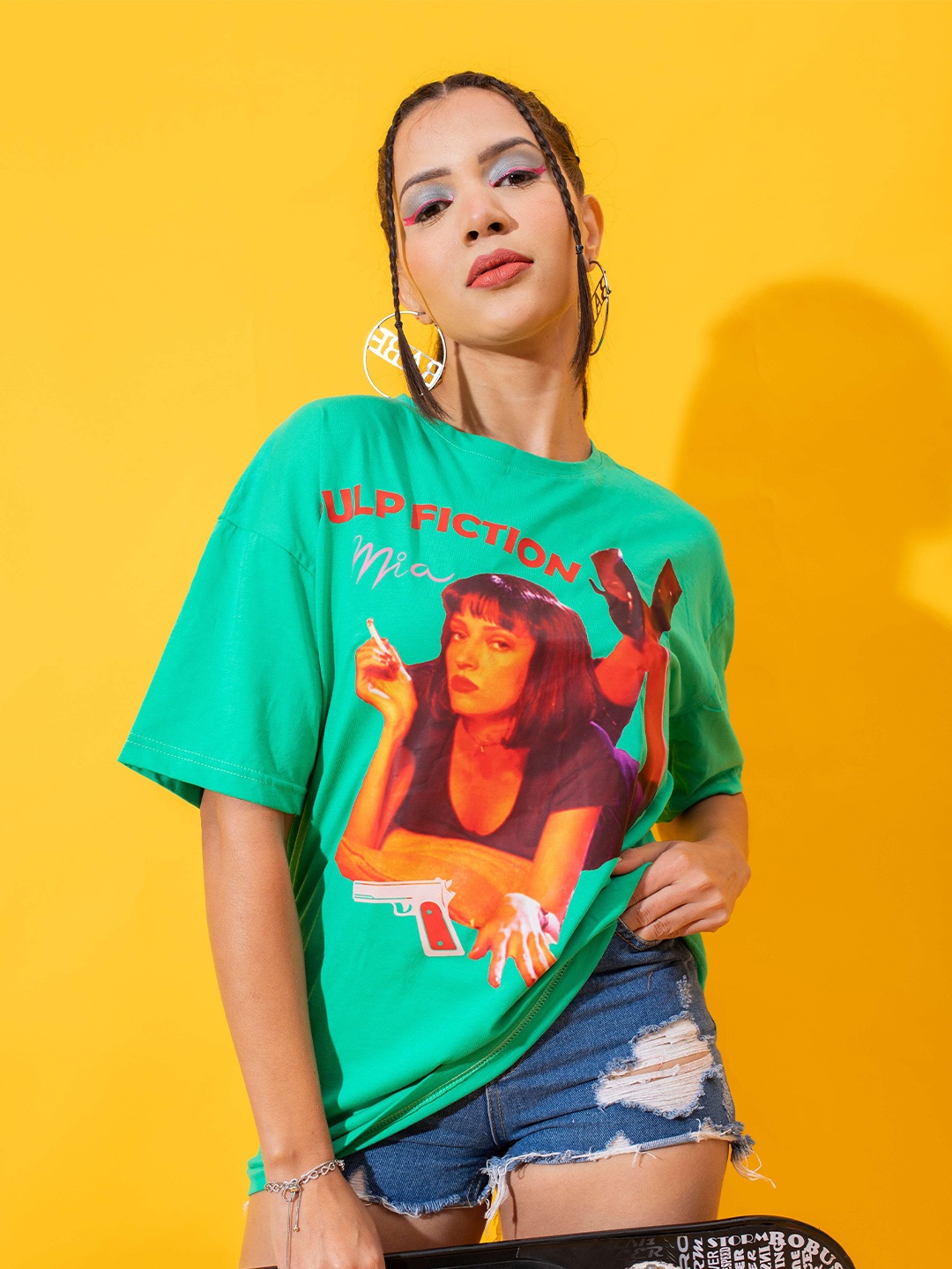 

Stylecast X Hersheinbox Women Graphic Printed Cotton Boxy T-shirt, Green