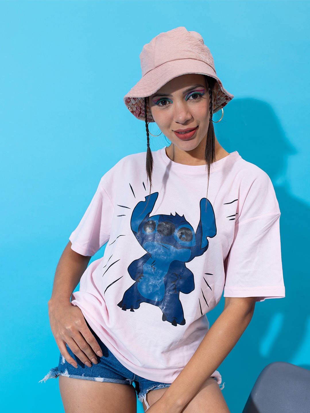 

Stylecast X Hersheinbox Women Printed Cotton Boxy T-shirt, Pink