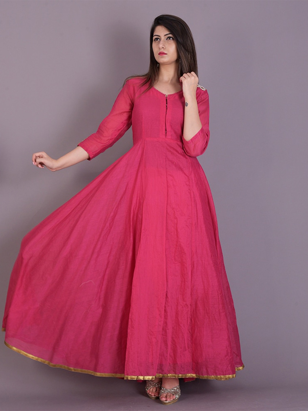 

Rangpur Flared Maxi Silk Dress, Pink