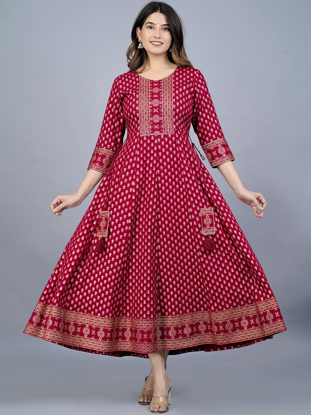

KALINI Women Ethnic Motifs Printed Anarkali Kurta, Maroon