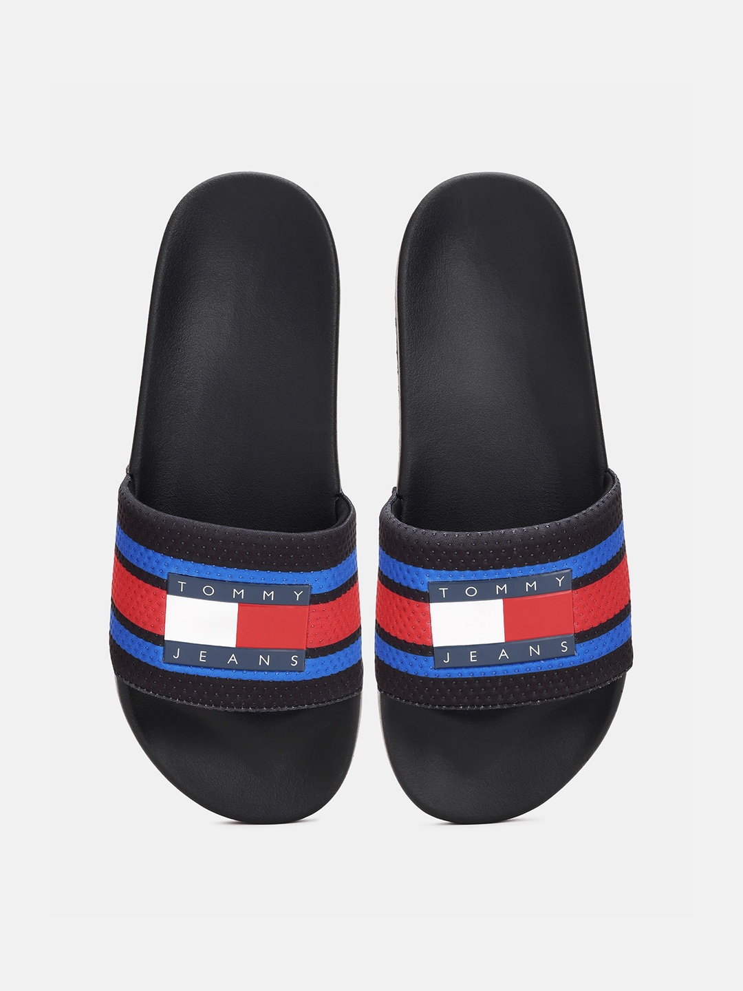 

Tommy Hilfiger Men Printed Striped Sliders, Black