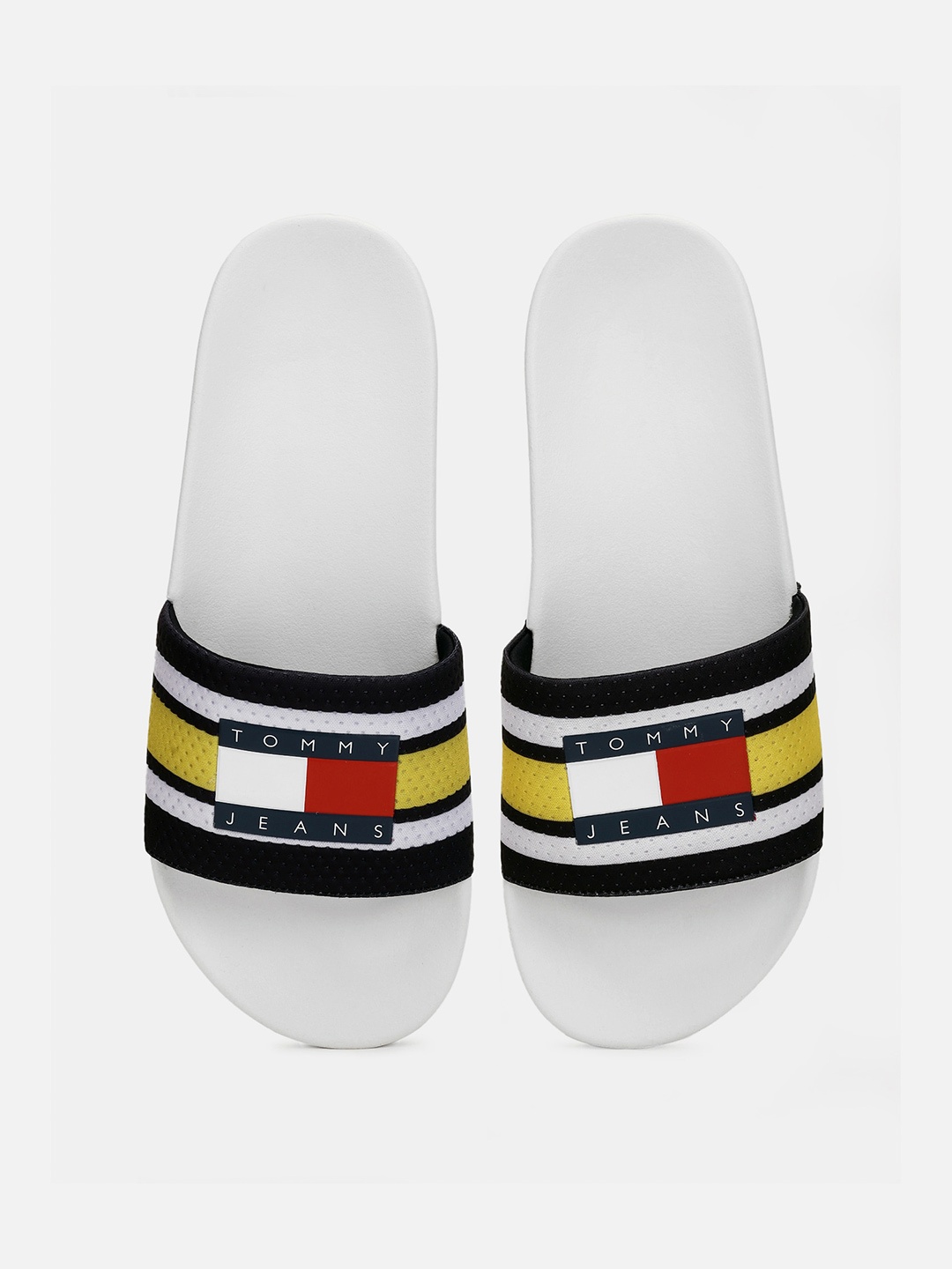

Tommy Hilfiger Men Striped Printed Sliders, White