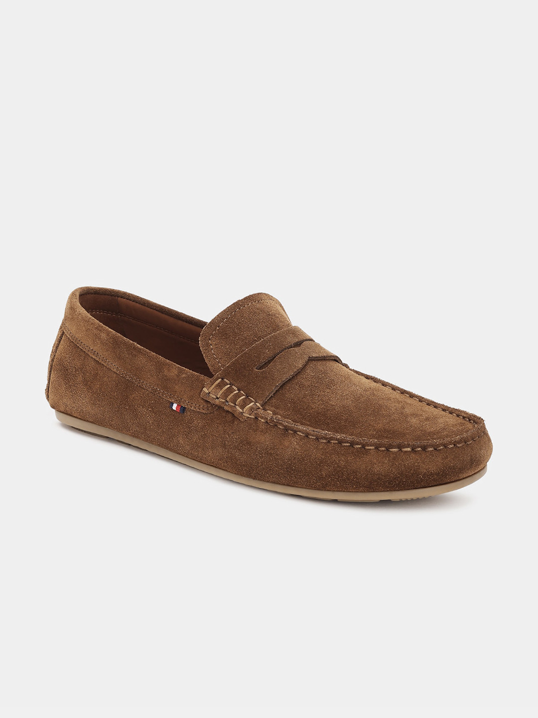 

Tommy Hilfiger Men Textured Suede Driving Shoes, Brown