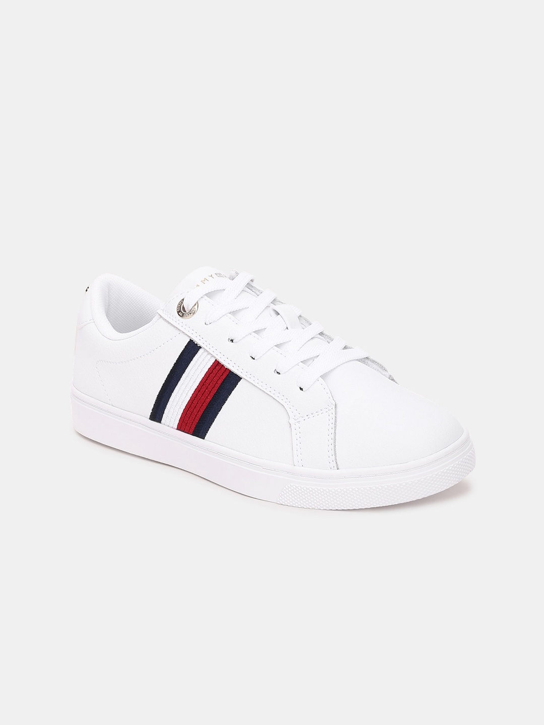 

Tommy Hilfiger Women Striped Leather Sneakers, White