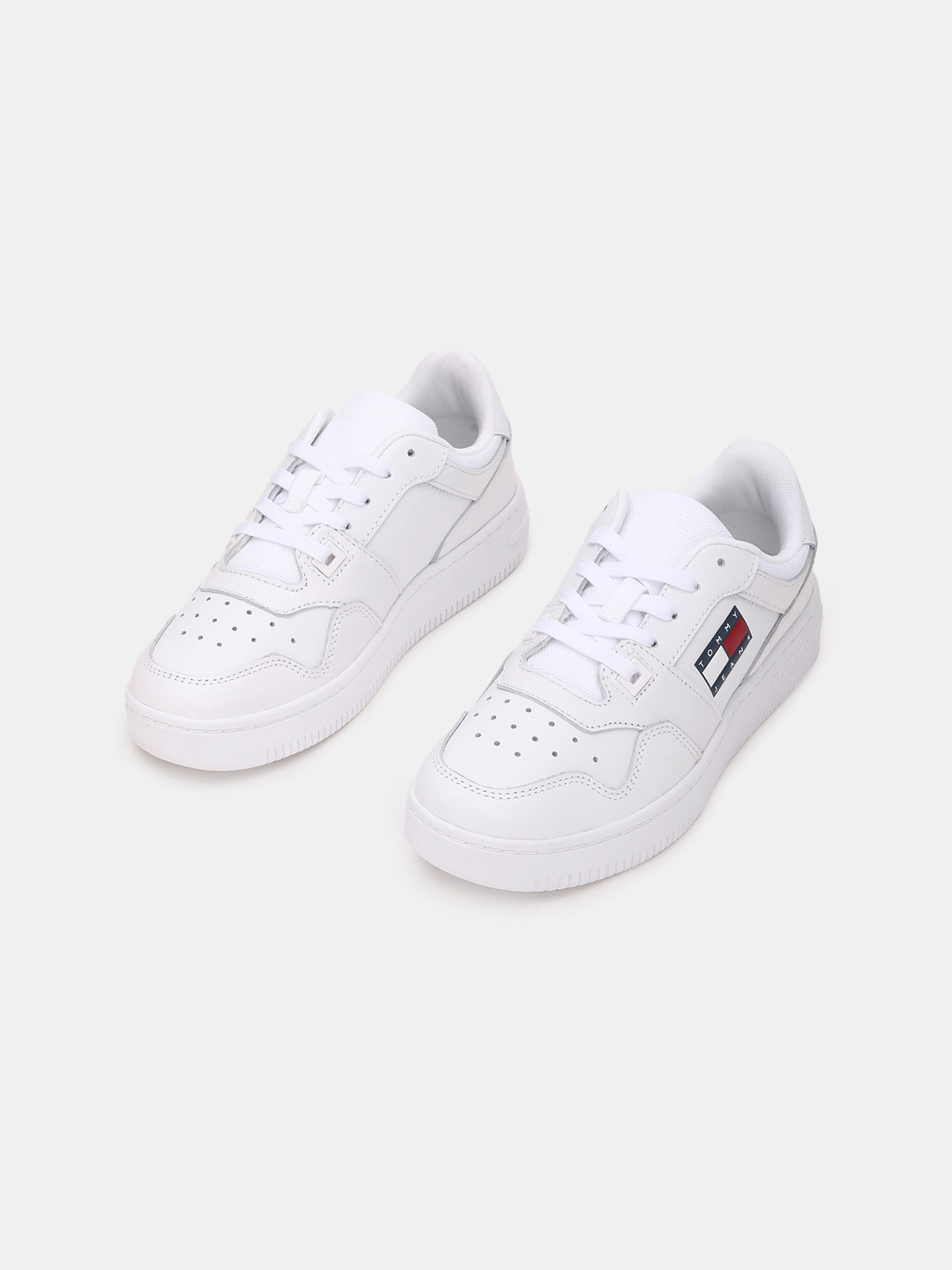 

Tommy Hilfiger Women Perforated Leather Sneakers, White