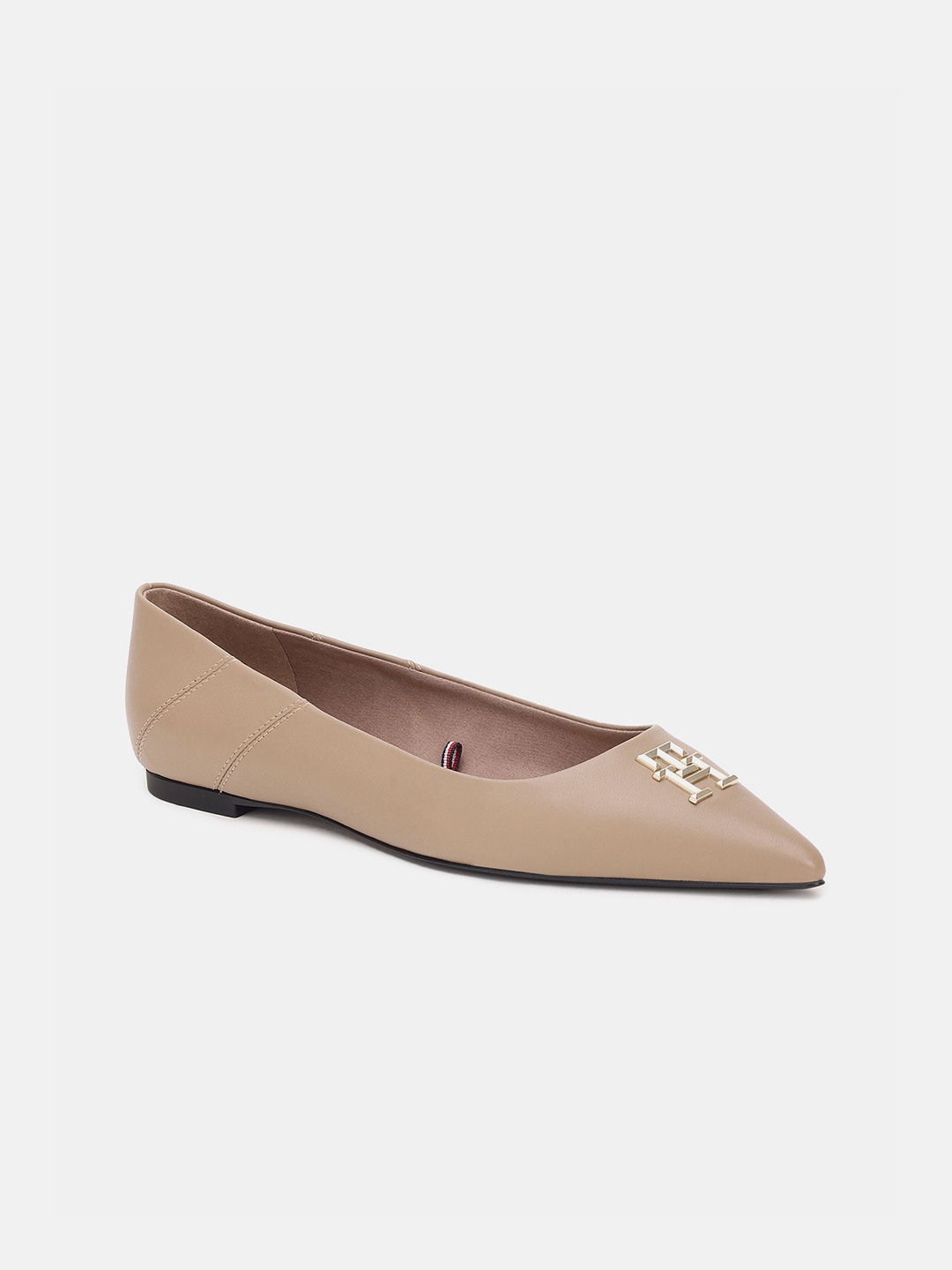 

Tommy Hilfiger Women Embellished Leather Ballerinas, Beige