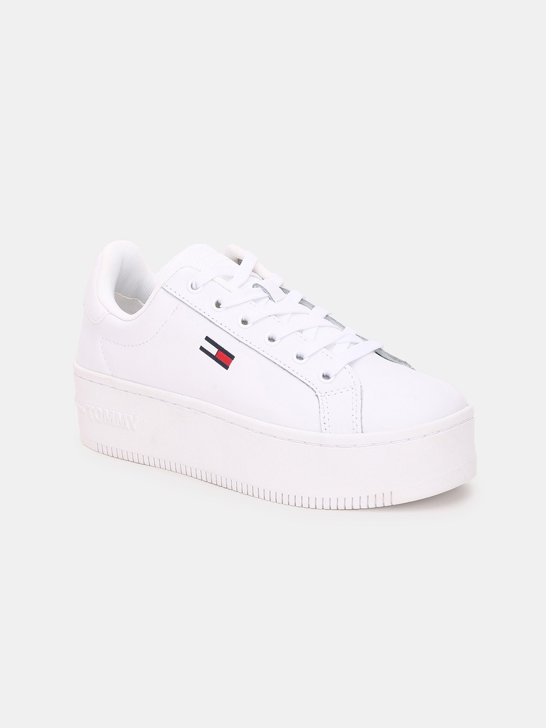 

Tommy Hilfiger Women Leather Lace-Up Sneakers, White