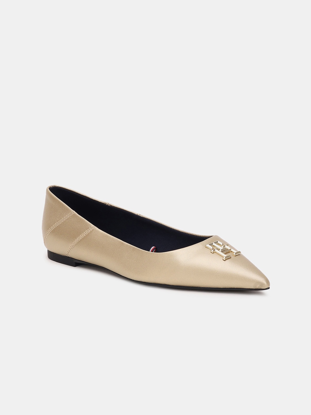

Tommy Hilfiger Embellished Leather Ballerinas, Gold