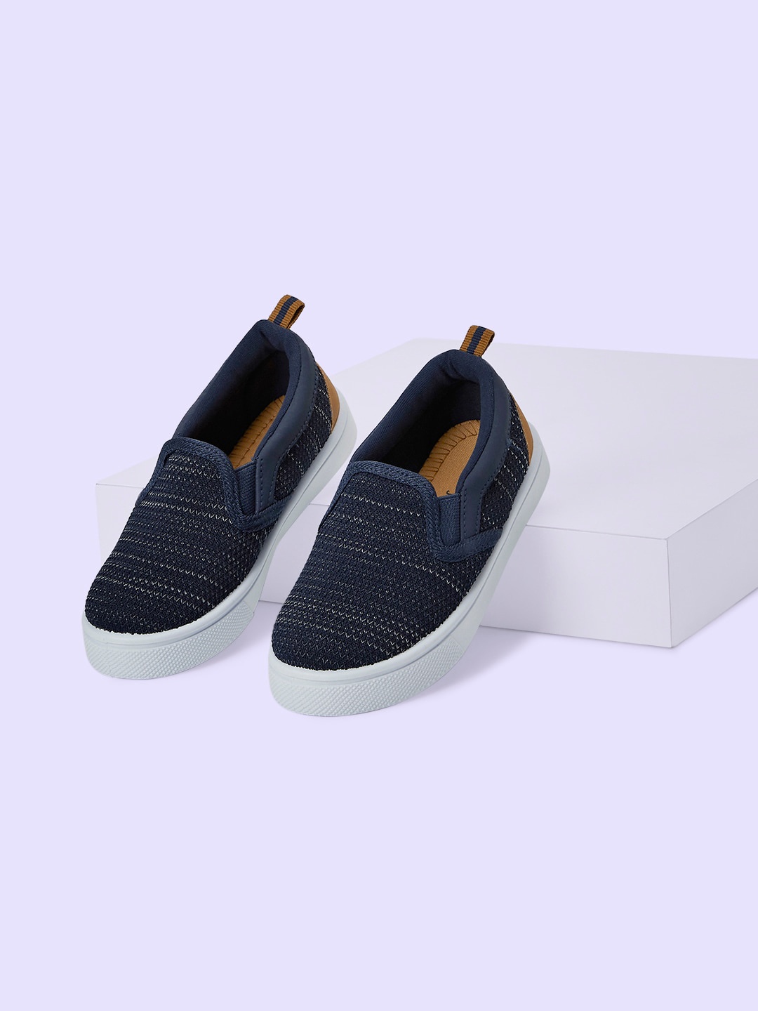 

Pantaloons Junior Boys Woven Design Slip-On Sneakers, Navy blue