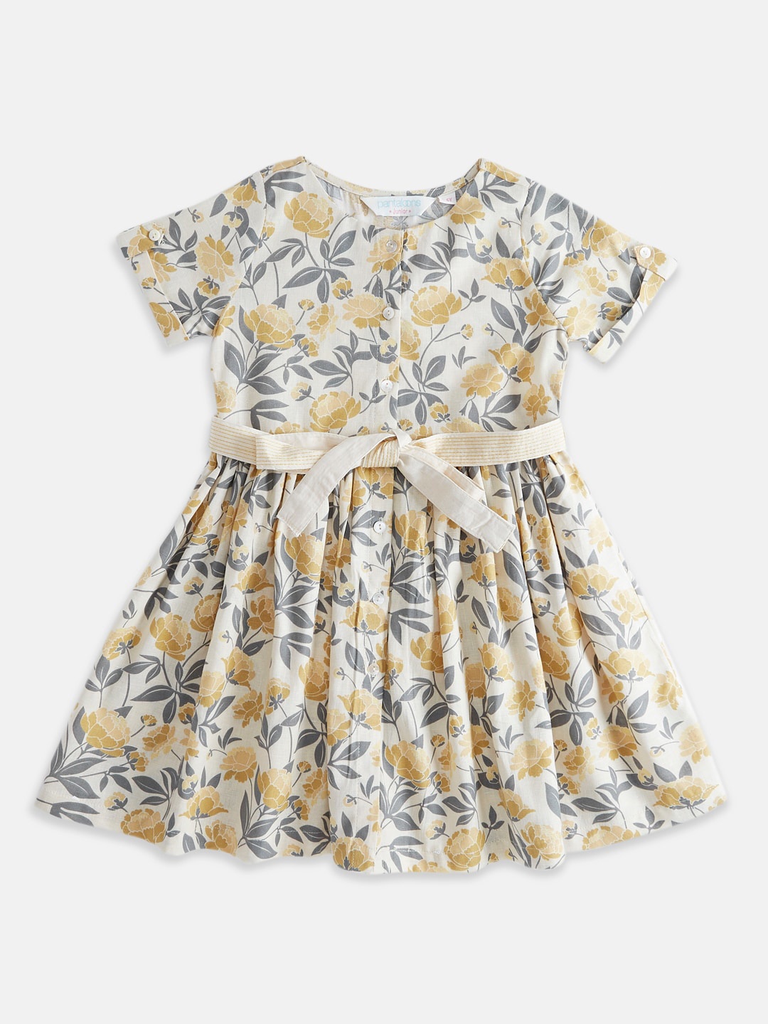 

AKKRITI BY PANTALOONS Floral Printed Tie-Up Dress, Off white