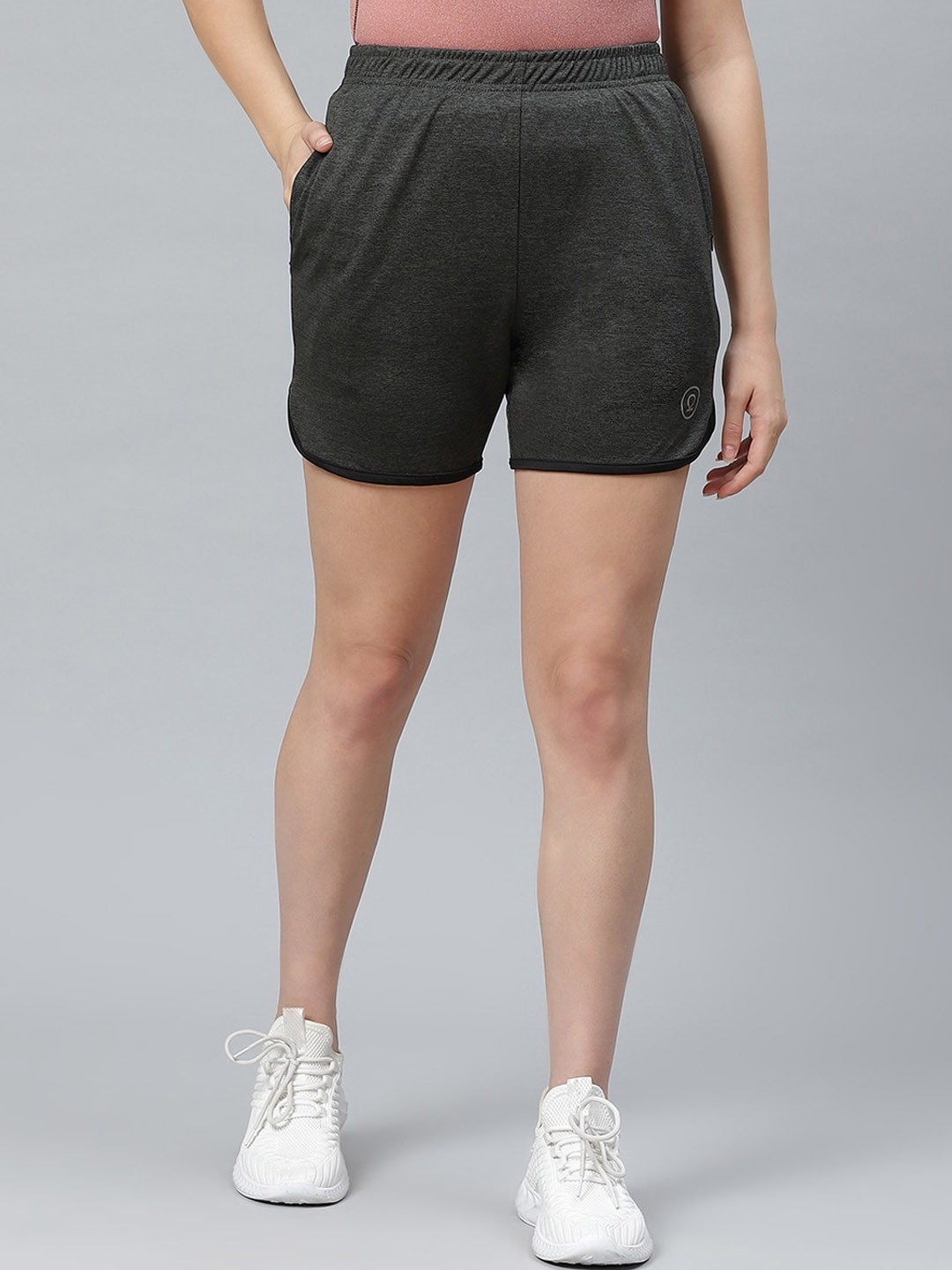 

CHKOKKO Women Mid-Rise Slip-On Running Sports Shorts, Grey