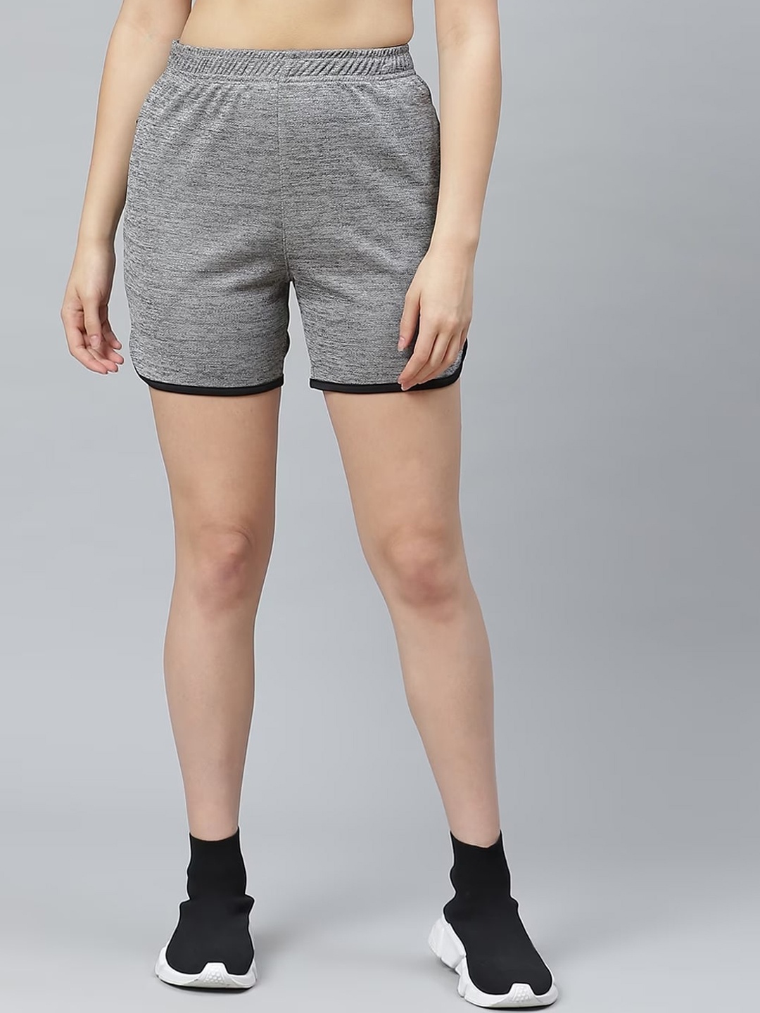 

CHKOKKO Women Mid-Rise Training Or Gym Sports Shorts, Grey