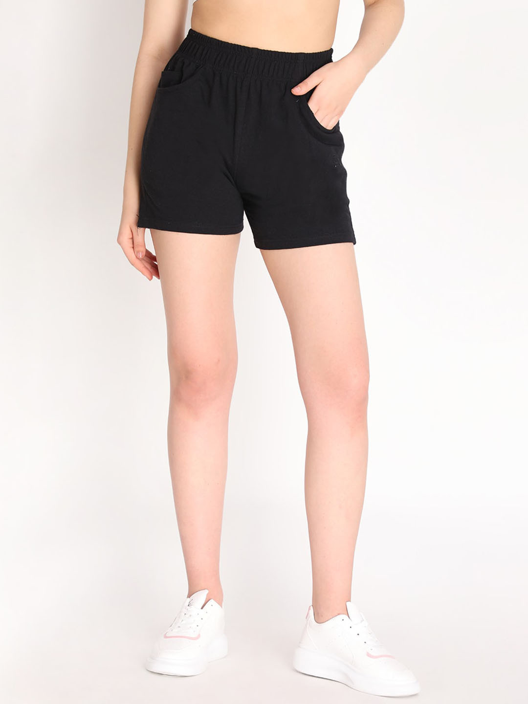 

CHKOKKO Women Cotton Shorts, Black