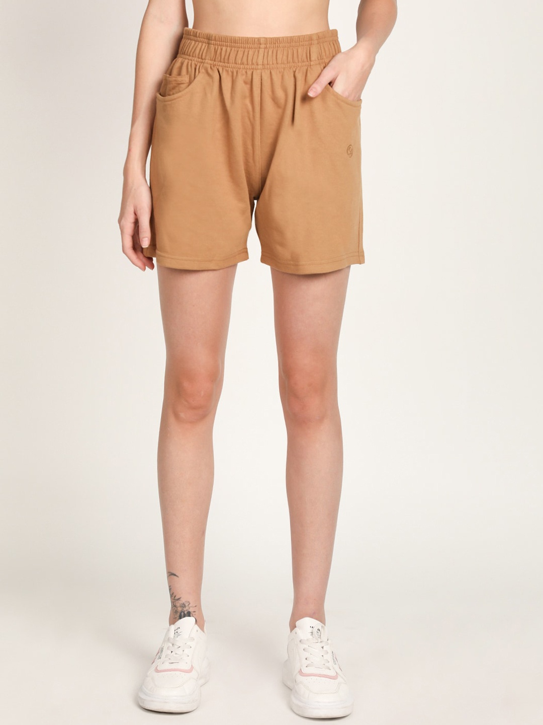 

CHKOKKO Women Cotton Casual Shorts, Camel brown