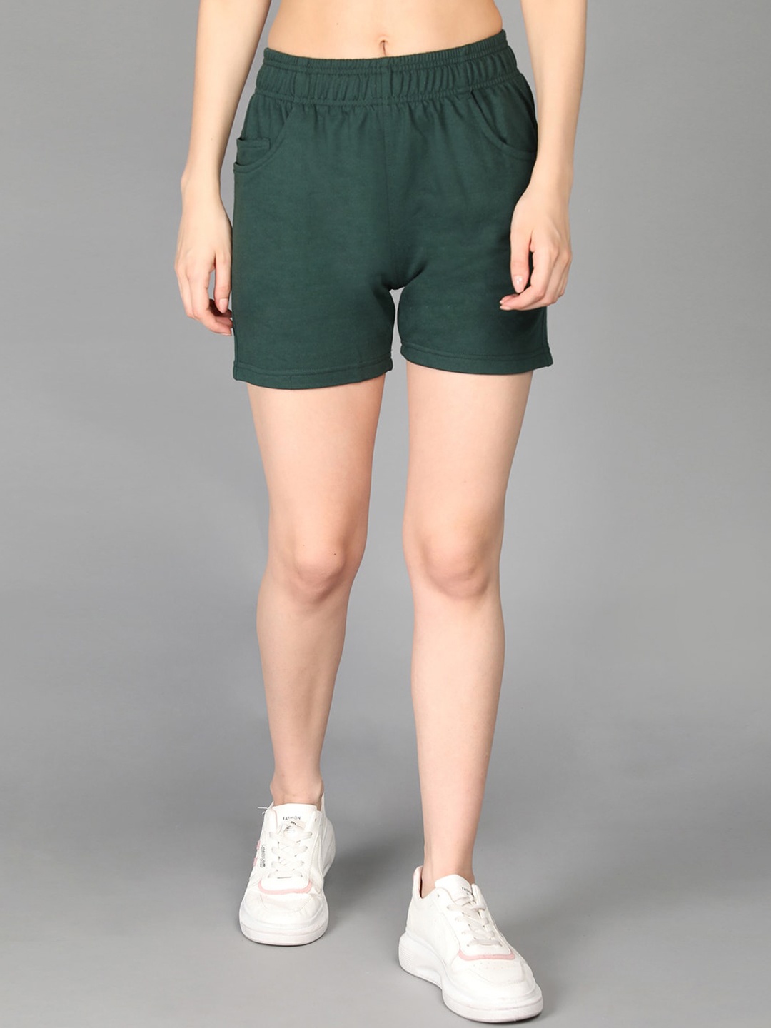 

CHKOKKO Women Cotton Casual Shorts, Green