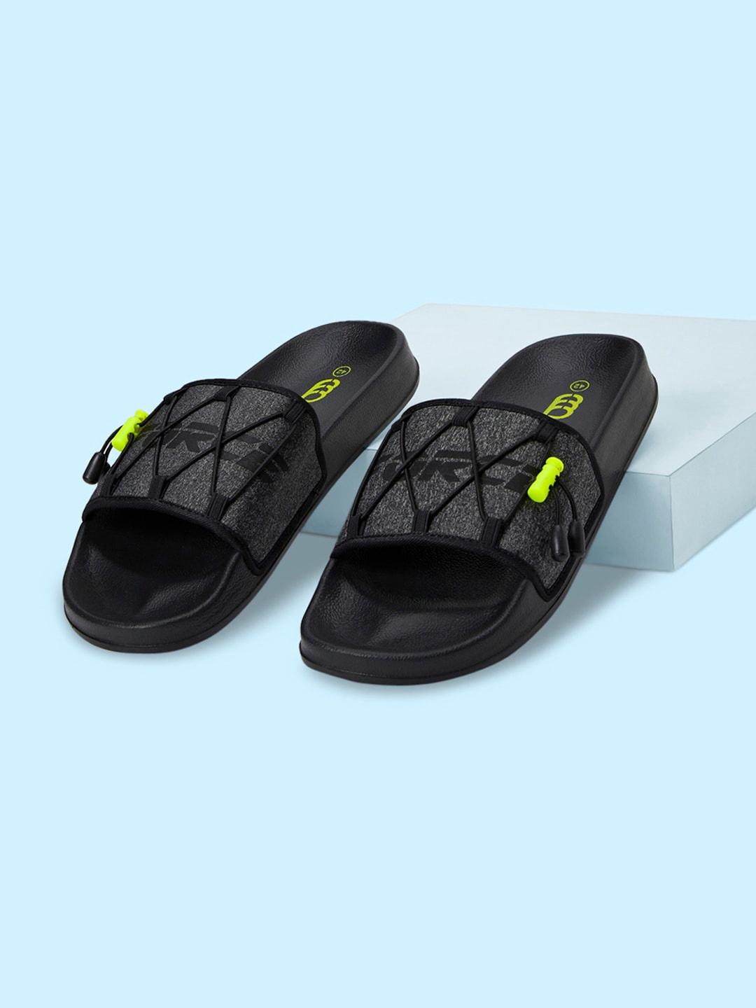 

Ajile by Pantaloons Men Self Design Printed Sliders, Black