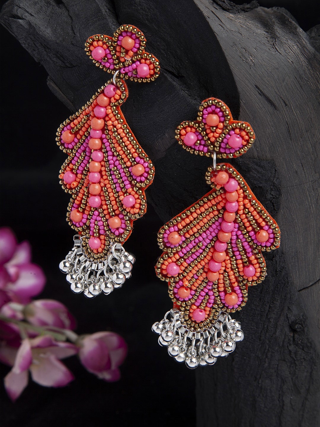 

Moedbuille Silver-Plated Contemporary Drop Earrings, Pink