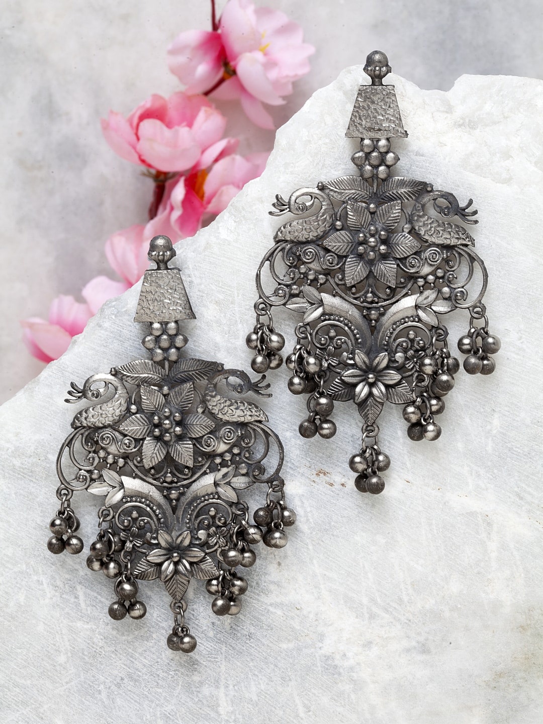 

Moedbuille Silver Plated Floral Drop Earrings, Metallic