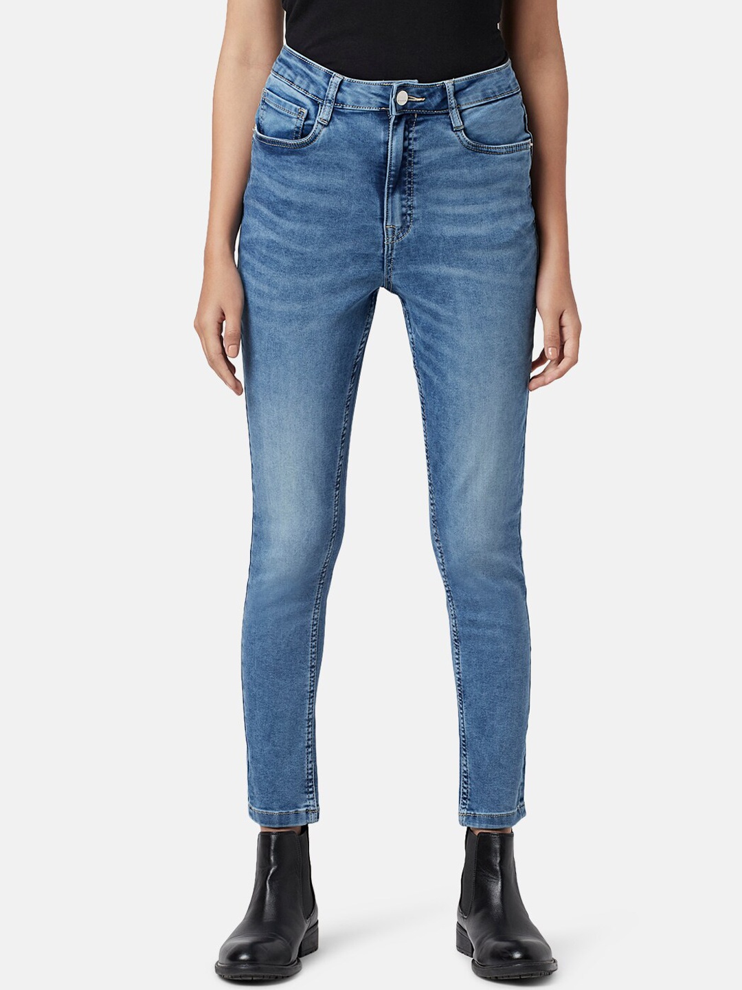 

SF JEANS by Pantaloons Women Skinny Fit High-Rise Heavy Faded Jeans, Blue