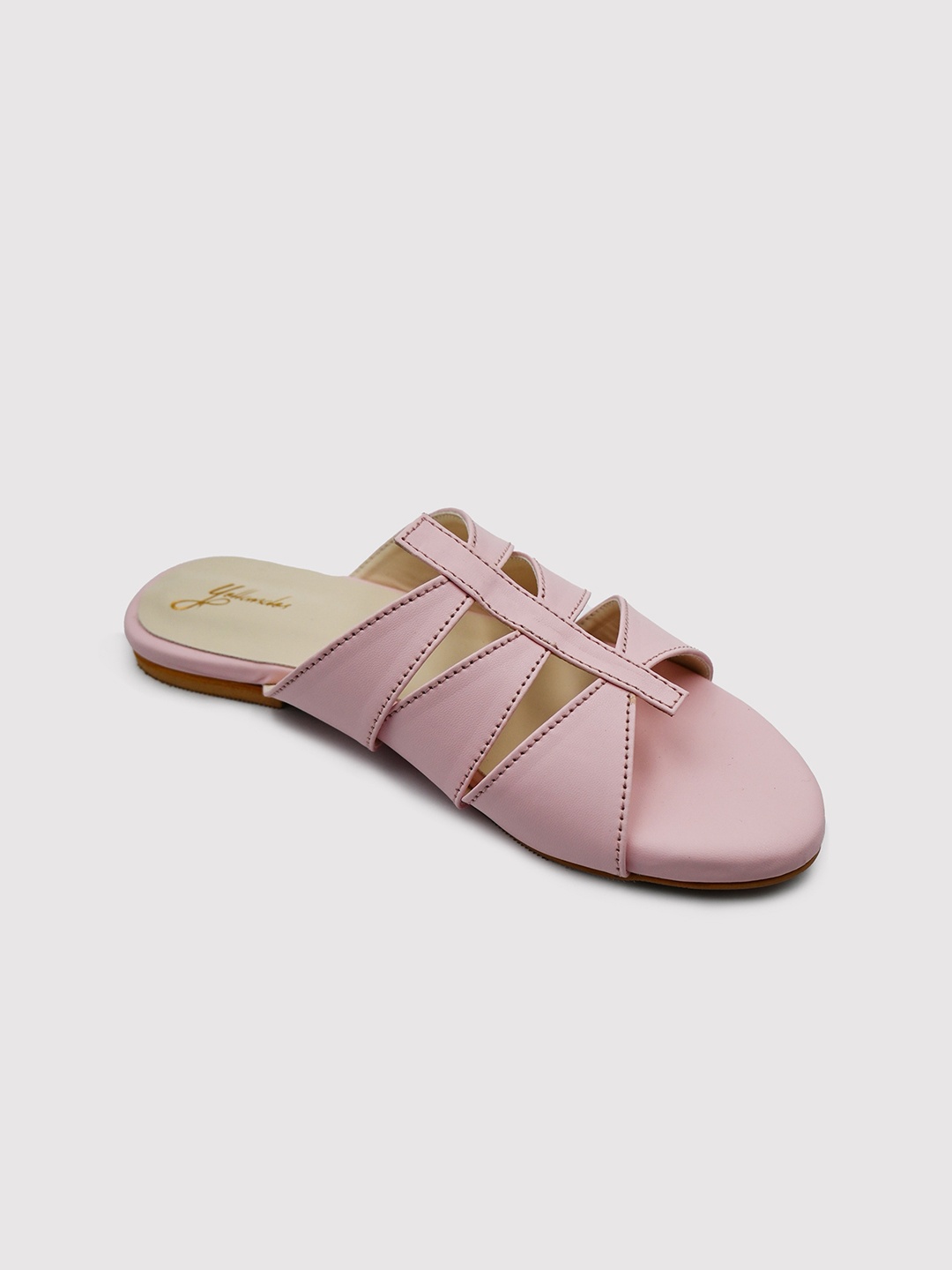 

yellowsoles Women Cut-Outs Open Toe Flats, Pink