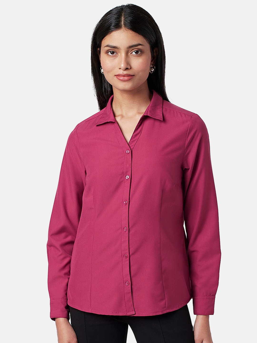 

Annabelle by Pantaloons Women Spread Collar Formal Shirt, Fuchsia