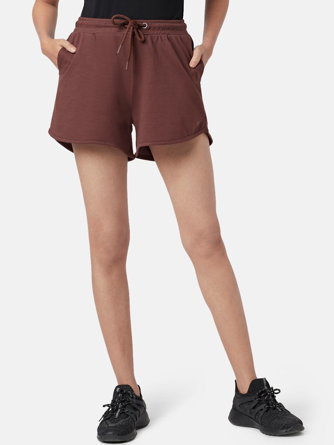 

Ajile by Pantaloons Women Drawstring Mid-Rise Outdoor Cotton Shorts, Brown