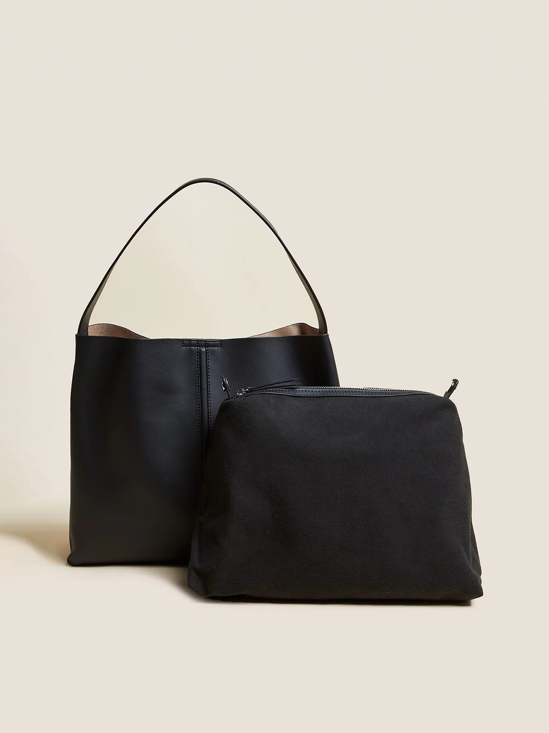 

Marks & Spencer Pack Of 2 Regular Structured Handheld Bag, Black