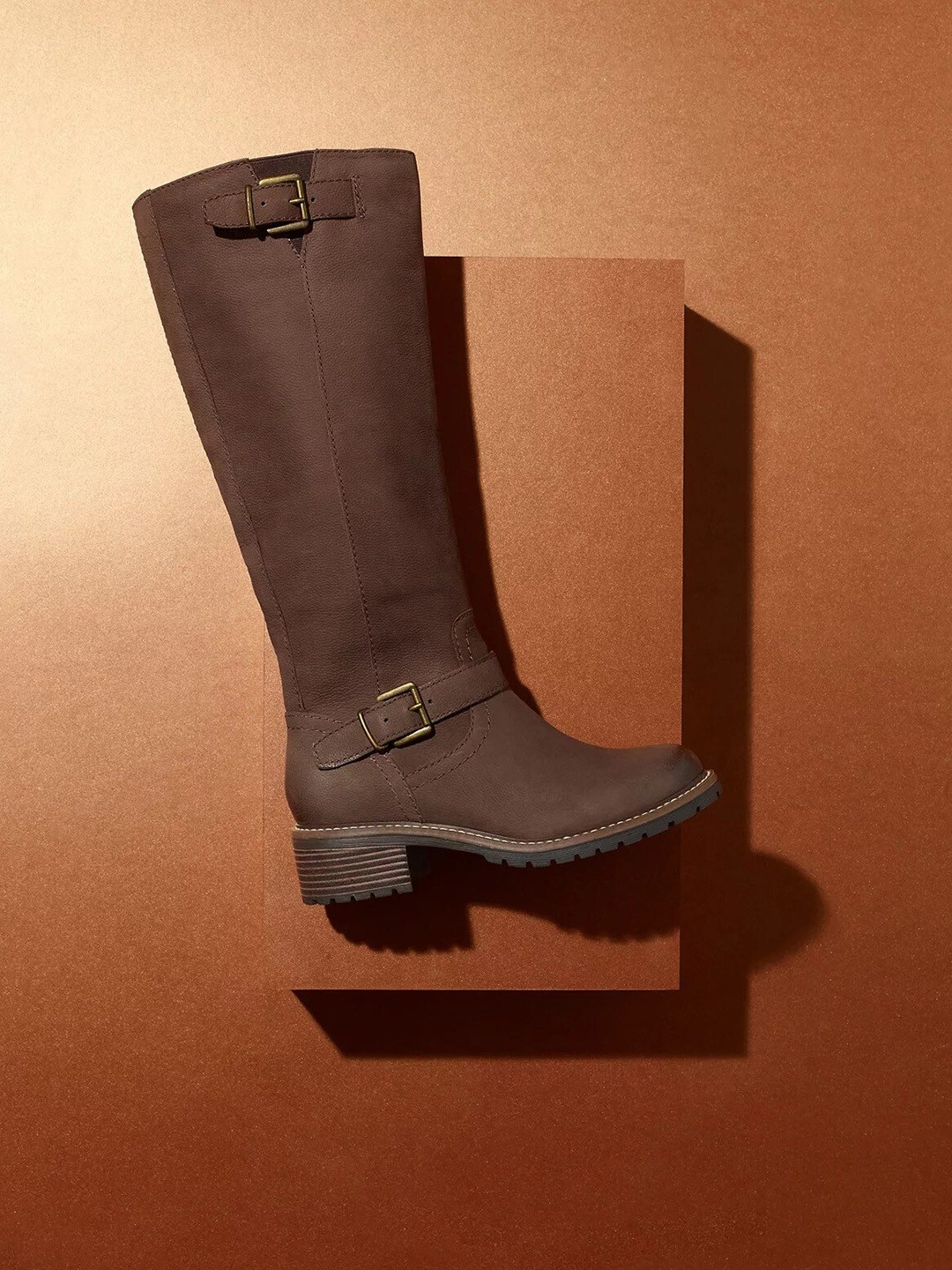 

Marks & Spencer Women Textured Block Heeled High-Top Regular Boots, Brown