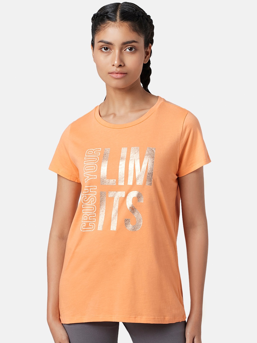 

Ajile by Pantaloons Women Typography Printed Pure Cotton T-Shirt, Orange