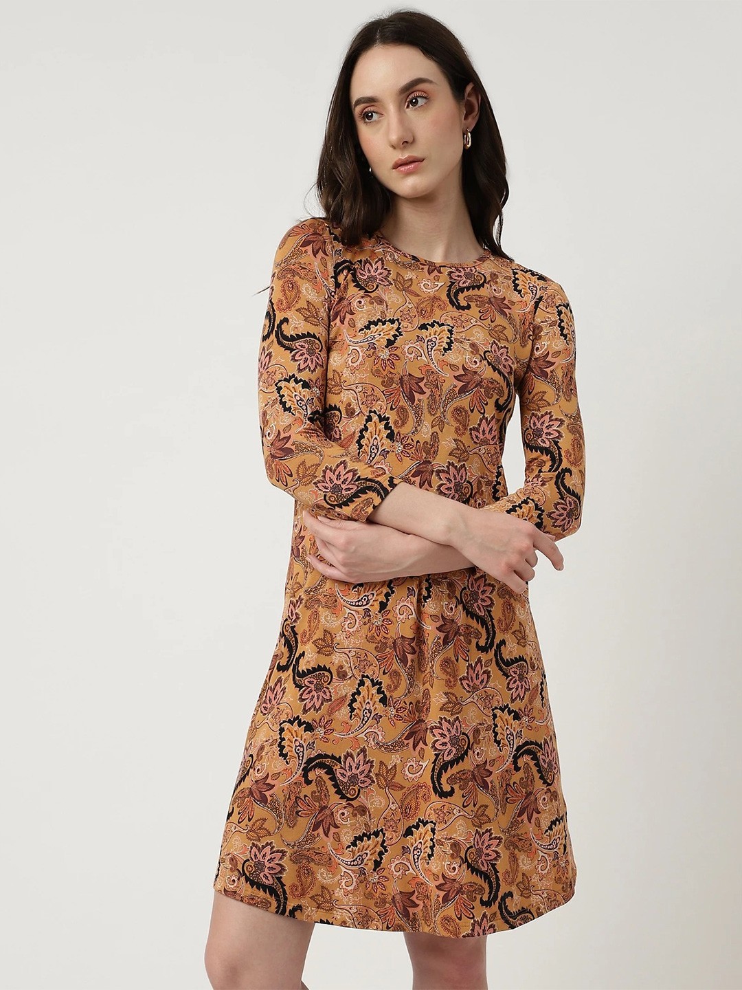 

Marks & Spencer Ethnic Motifs A-Line Dress, Brown