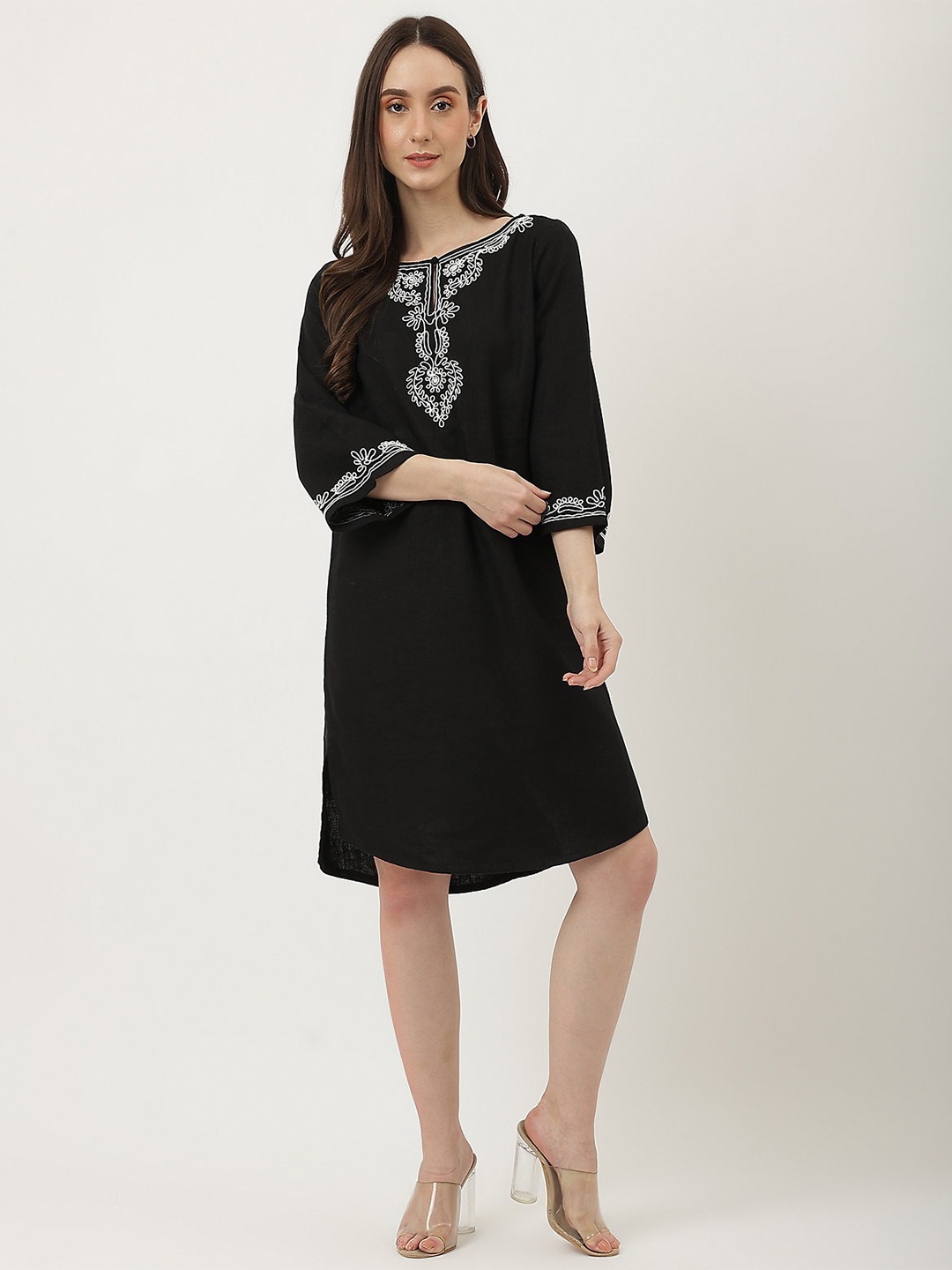 

Marks & Spencer Embroidered A-Line Dress, Black