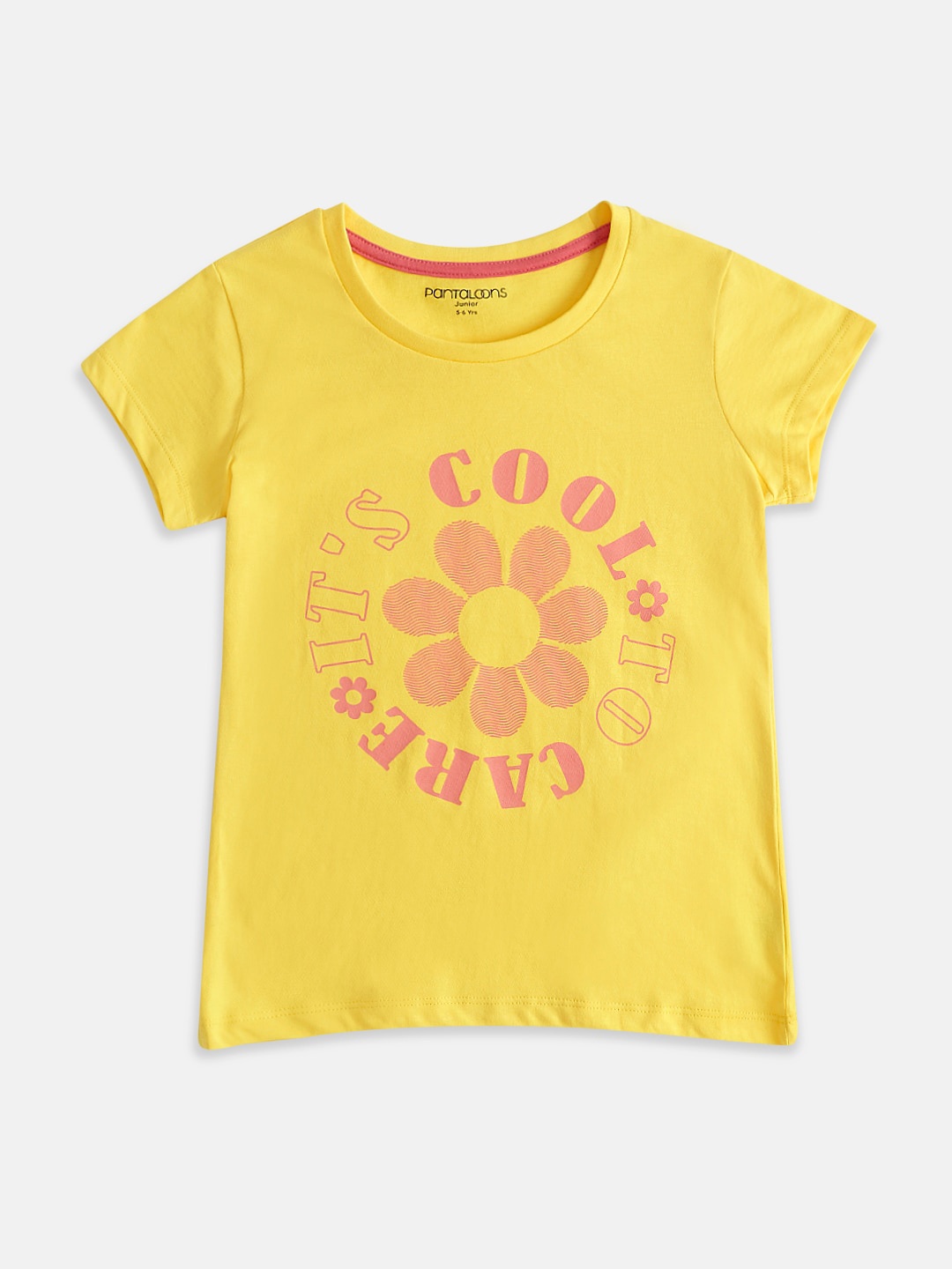 

Pantaloons Junior Girls Floral Printed Cotton T-shirt, Yellow