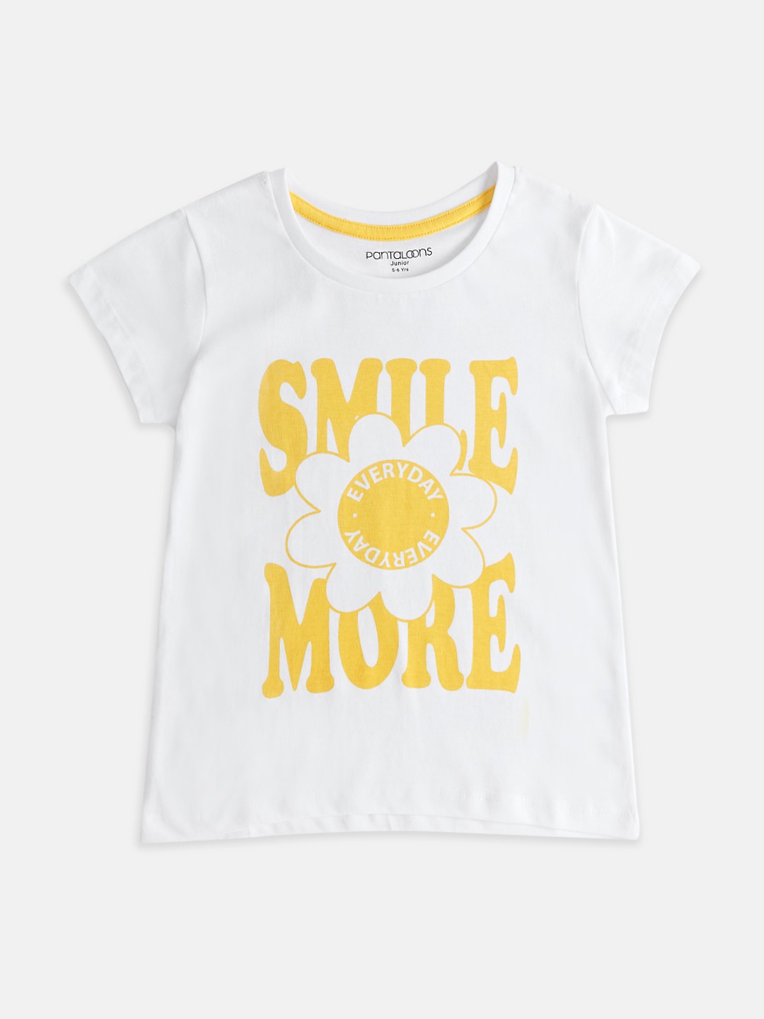 

Pantaloons Junior Girls Typography Printed Cotton T-shirt, Off white