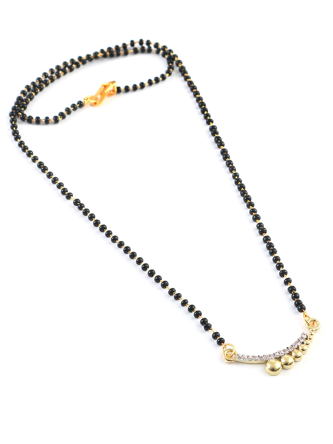 

Jewar Mandi Silver Gold-Plated CZ-Studded & Artificial Beaded Mangalsutra