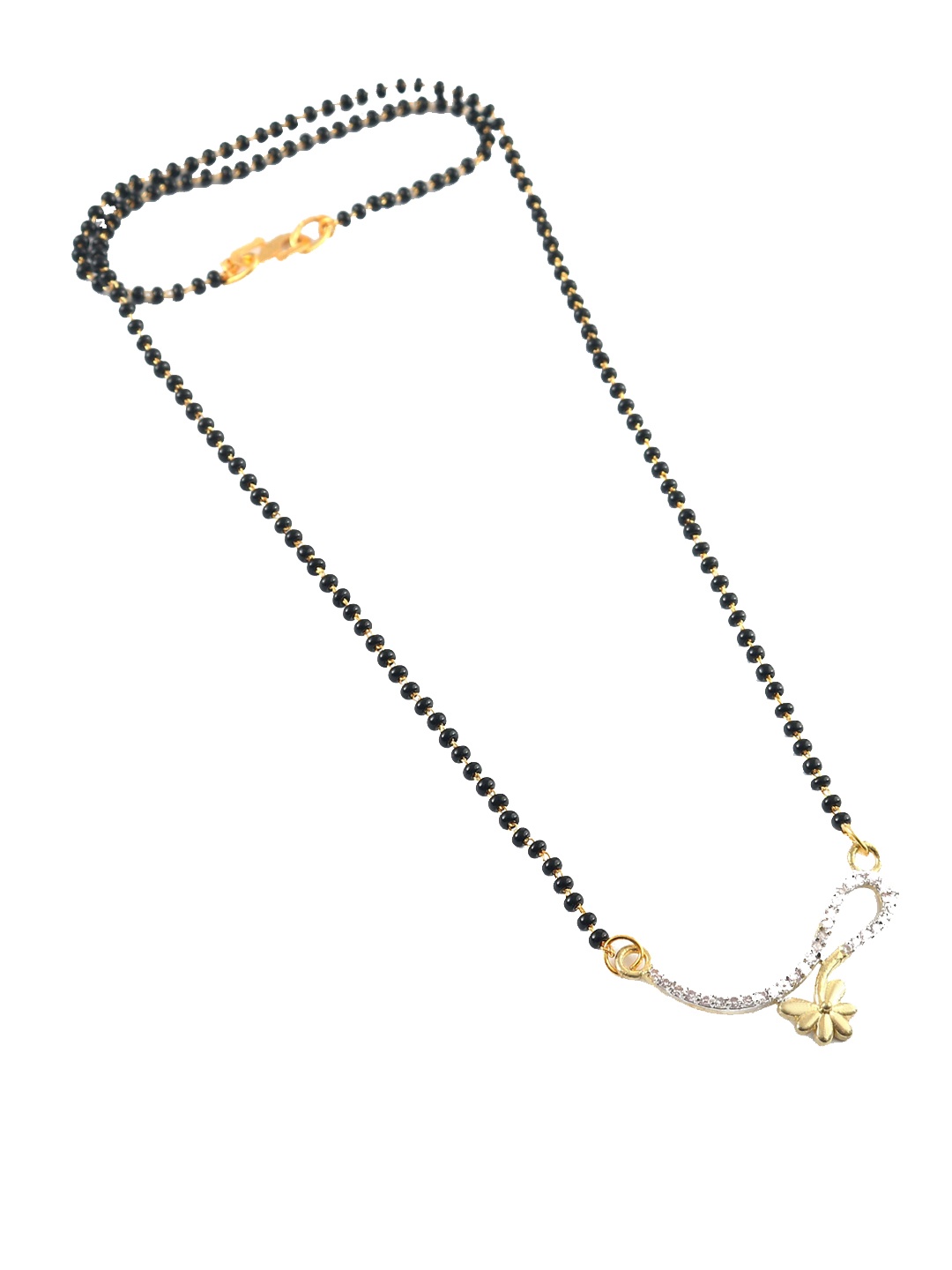 

Jewar Mandi Silver Gold-Plated CZ-Studded & Beaded Mangalsutra