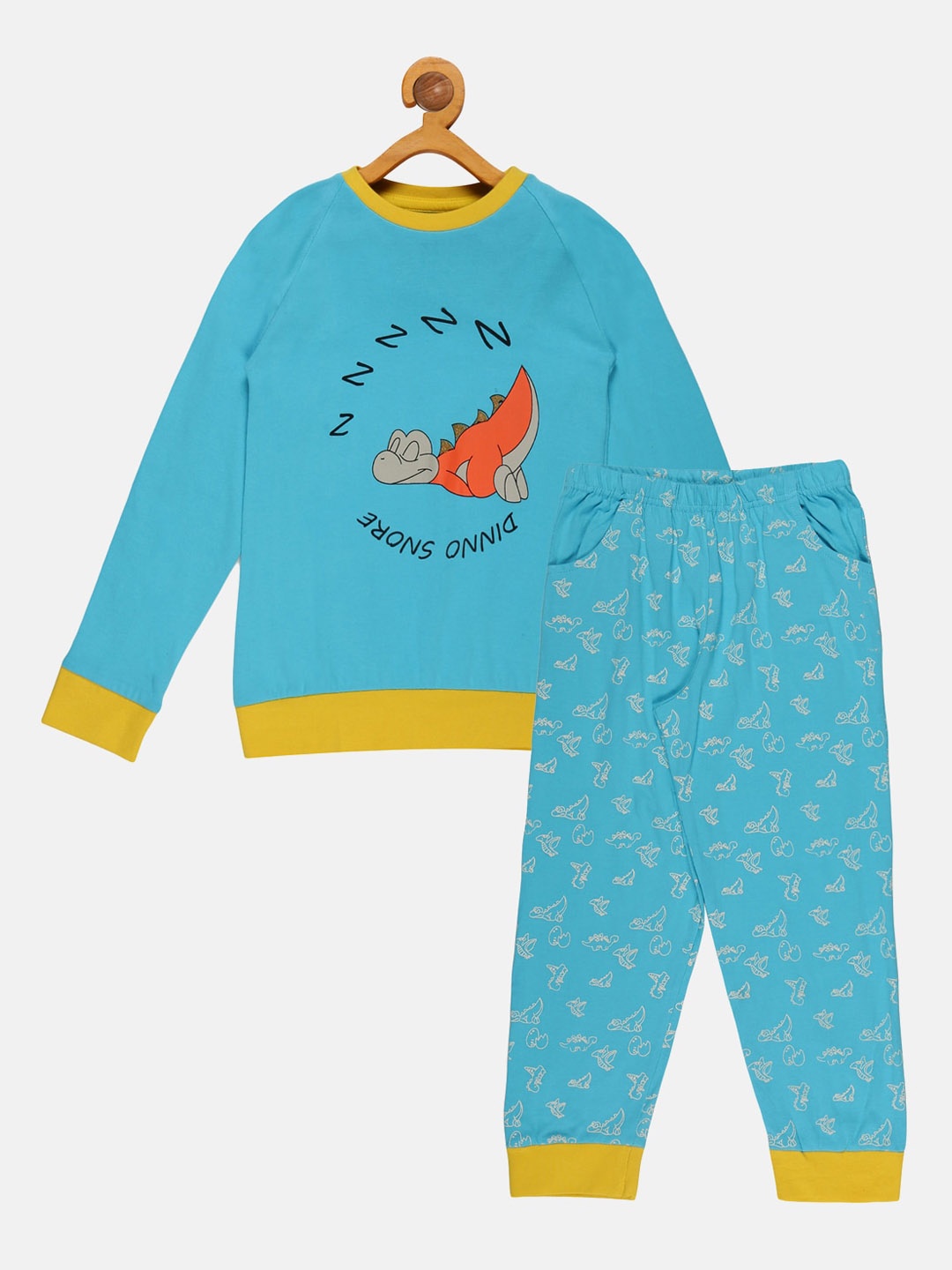 

KiddoPanti Girls Graphic Printed Pure Cotton T-Shirt with Joggers, Blue