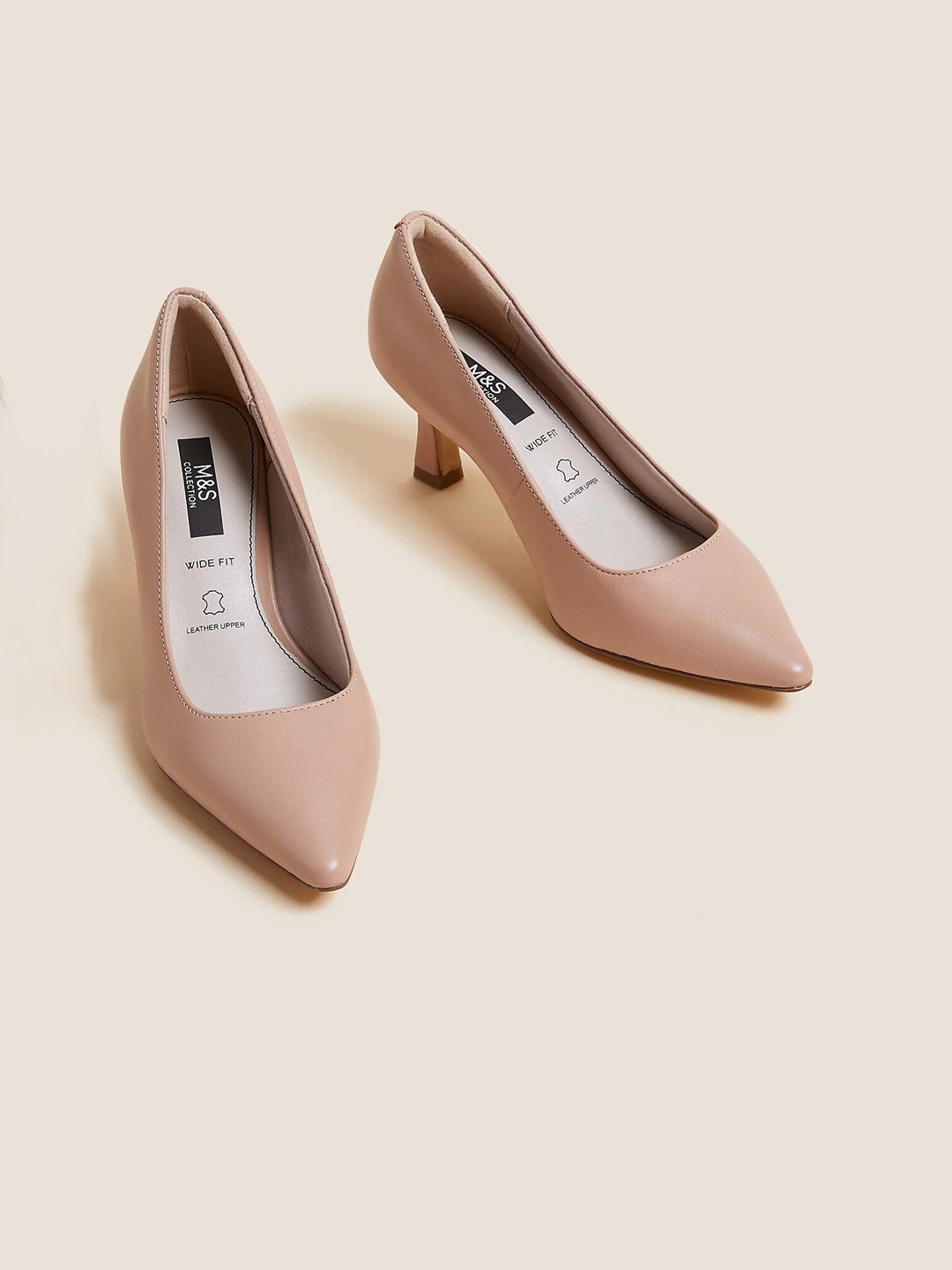 

Marks & Spencer Woman Kitten Heel Pumps, Taupe