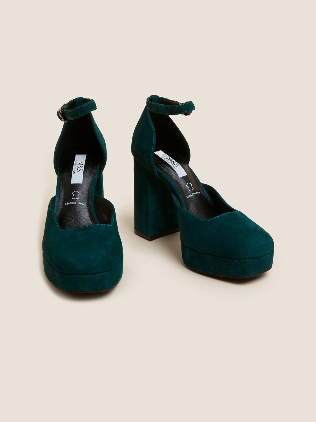 

Marks & Spencer Suede Block Pumps, Green