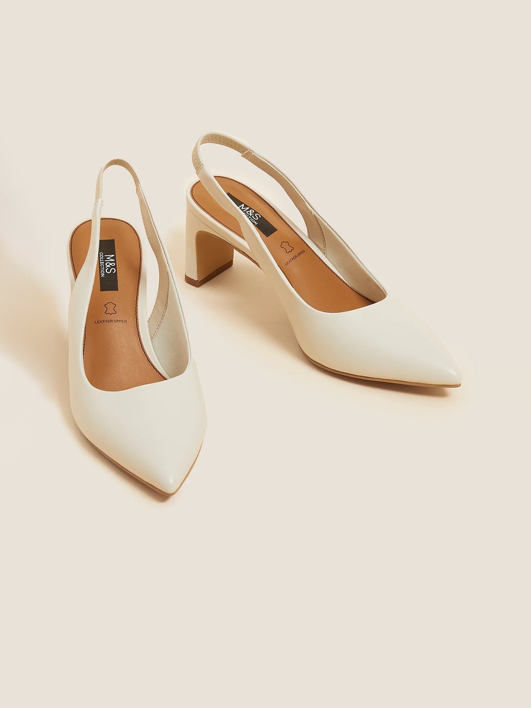 

Marks & Spencer Backstrap Pointed Toe Pumps, Cream
